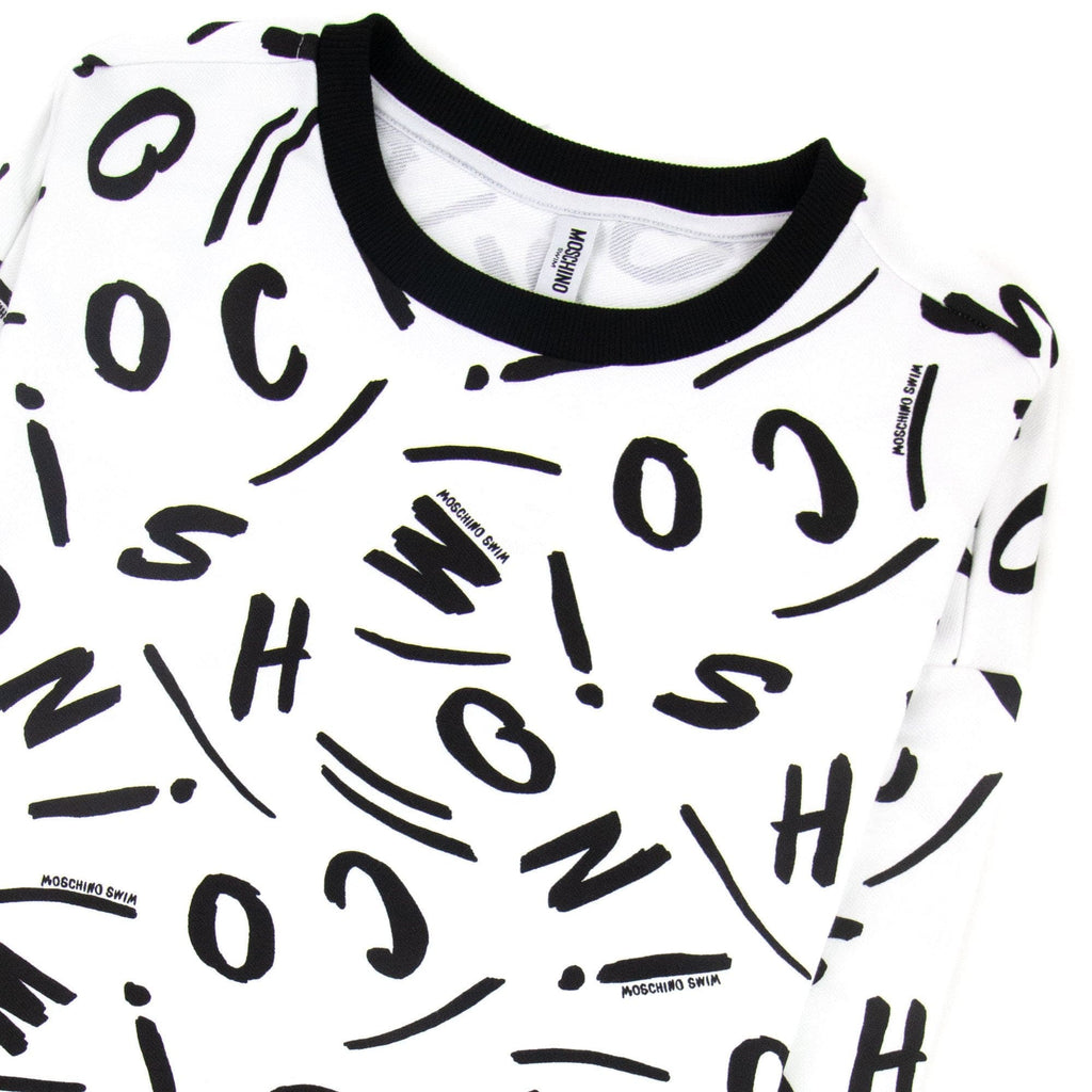 Moschino Swim Logo Script Crewneck Sweatshirt White