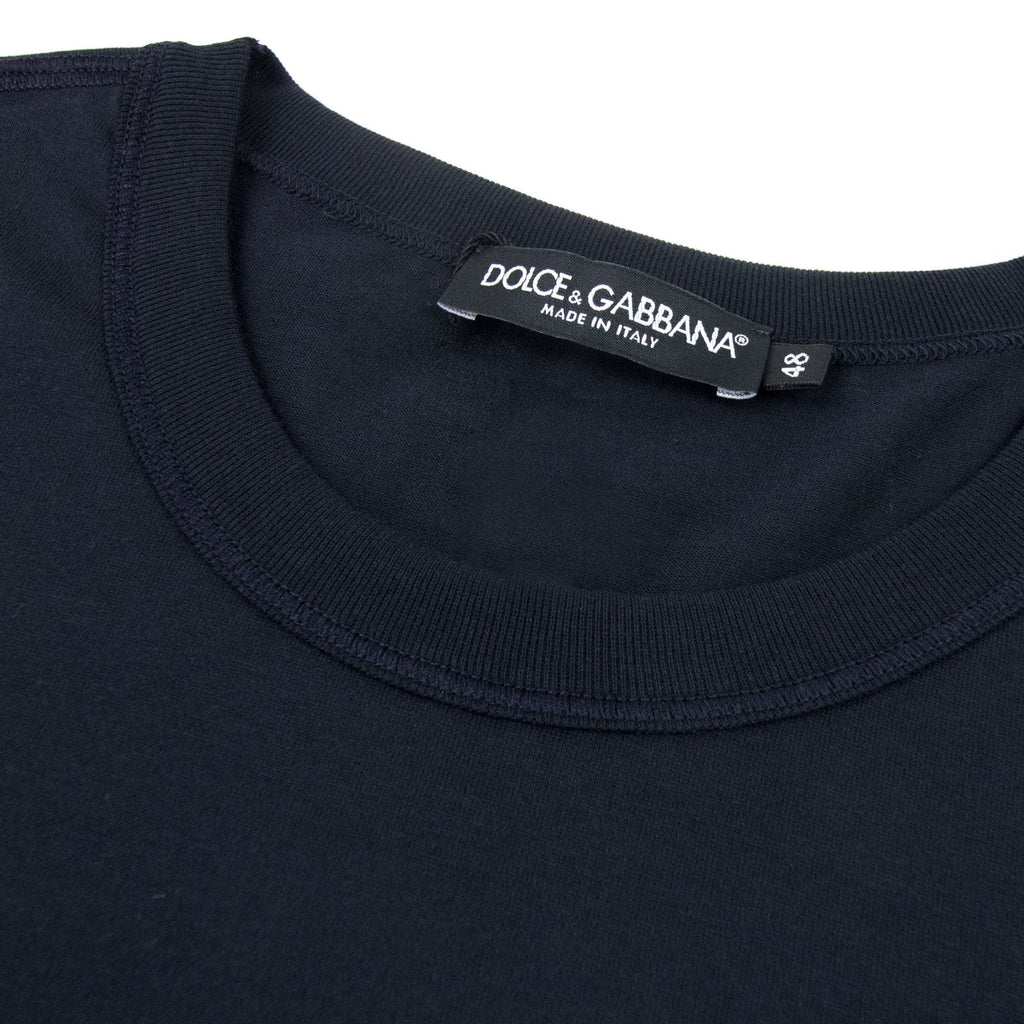 Dolce & Gabbana Branded Plate Crewneck T Shirt Navy B0665
