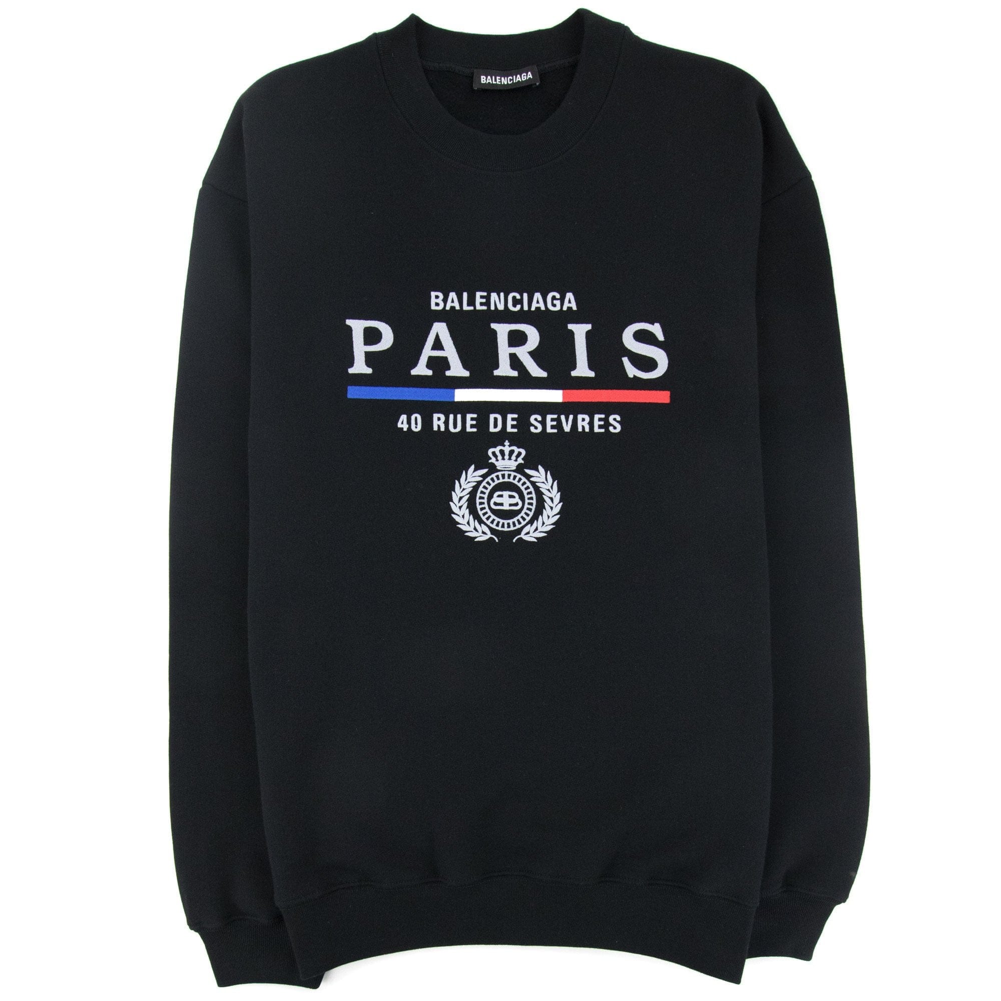 Balenciaga Paris Flag Logo Crewneck Sweatshirt Black 1000