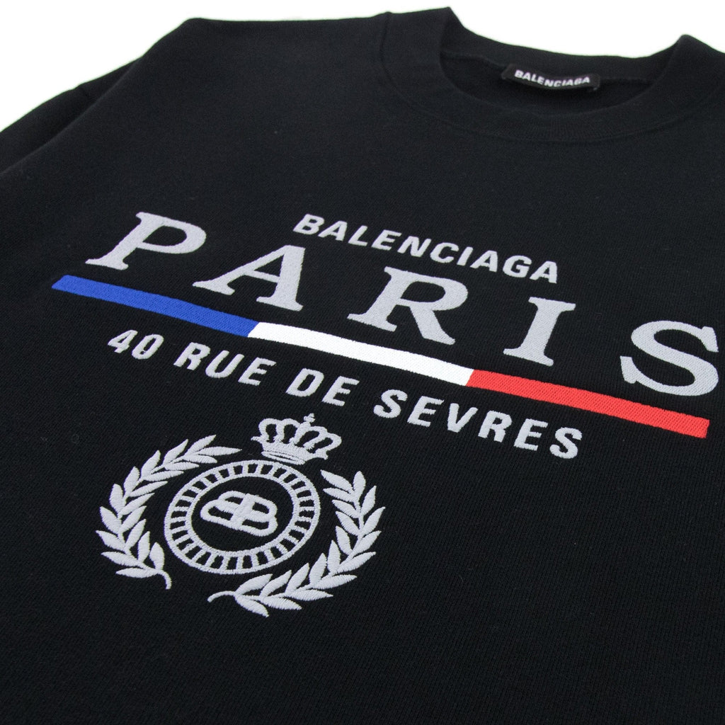 Balenciaga Paris Flag Logo Crewneck Sweatshirt Black 1000