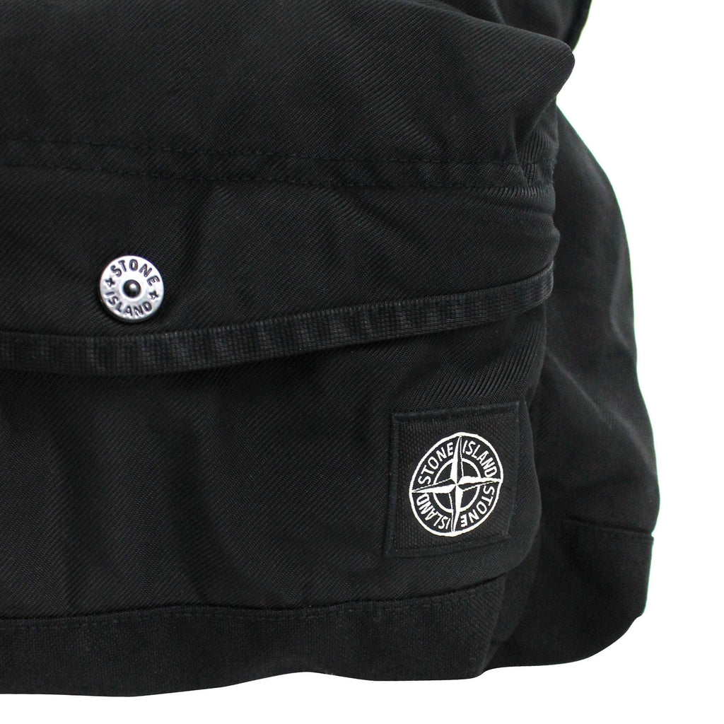 Stone Island Junior Garment Dyed Patch Logo Rucksack Black V0029