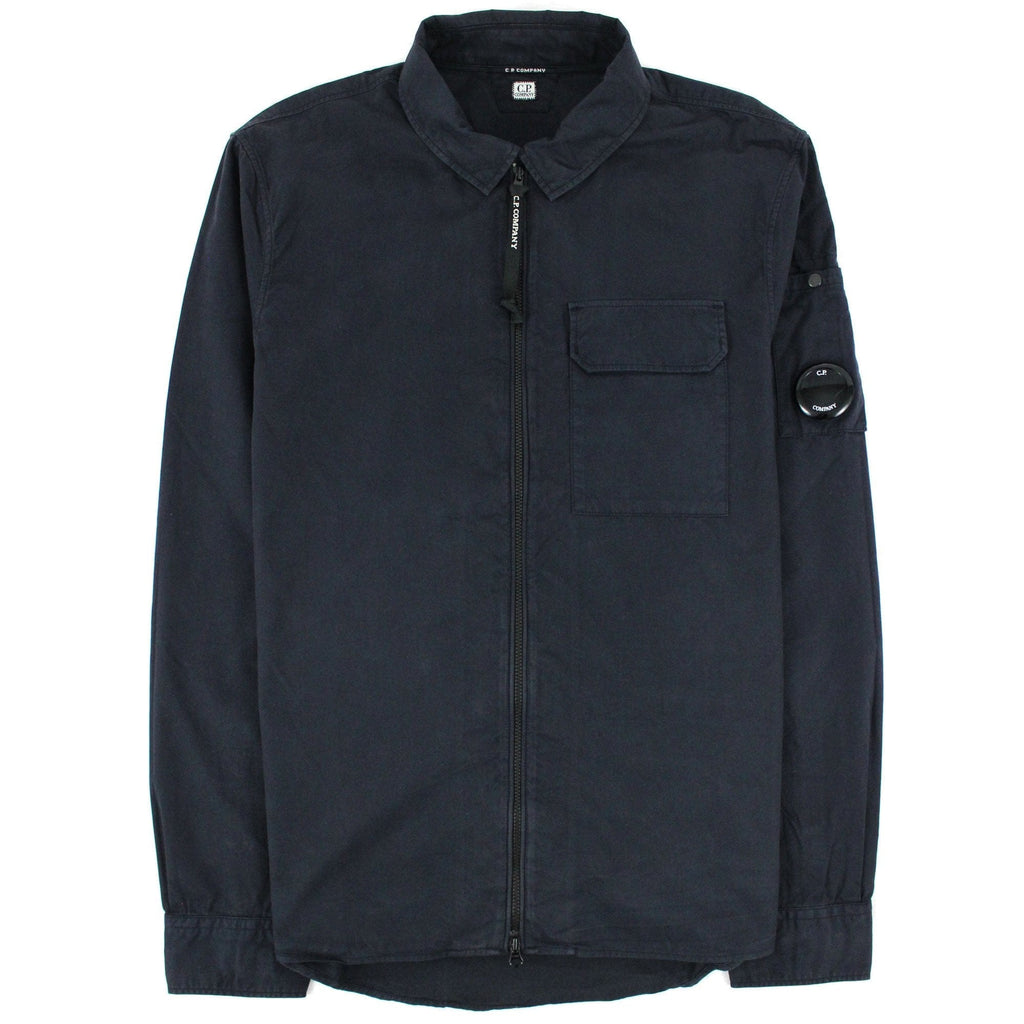 Cp Company Garment Dyed Emerize Zipped Lens Shirt Navy 888