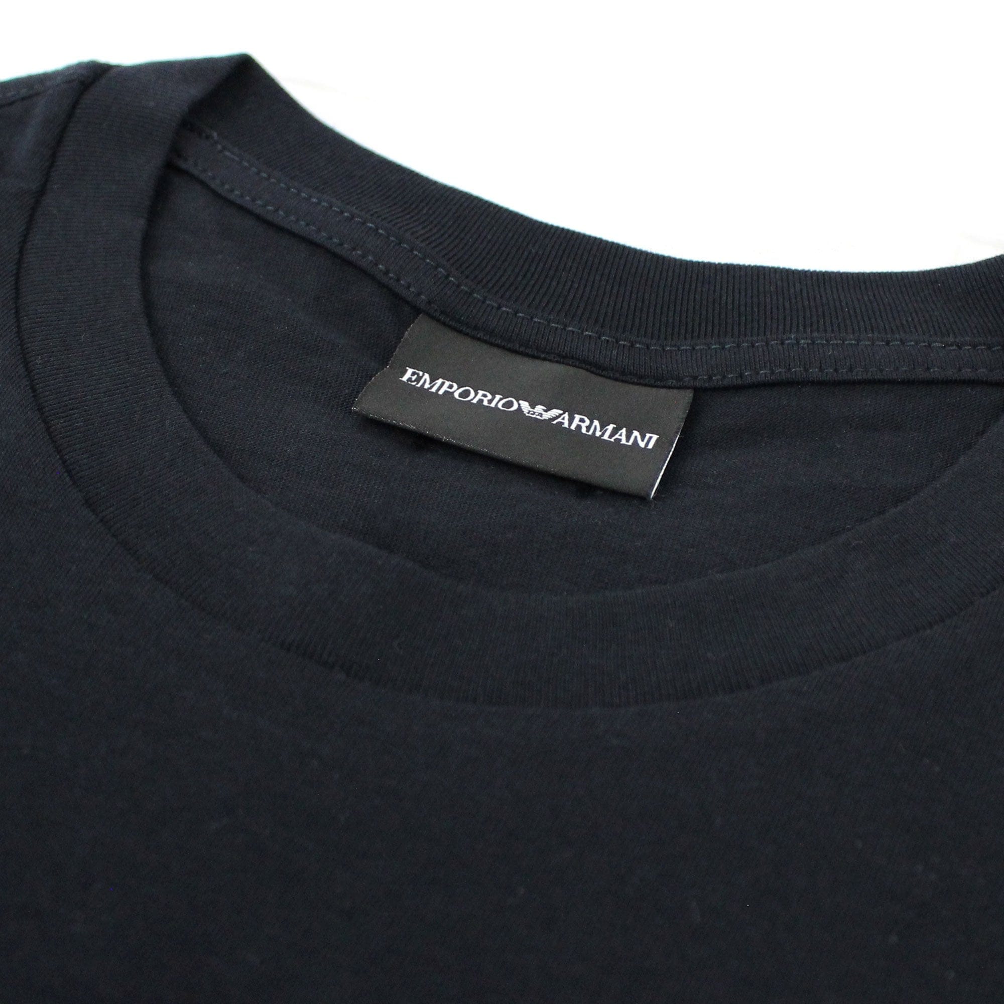 Emporio Armani Monochromatic Logo Print T Shirt Navy Blue 0920