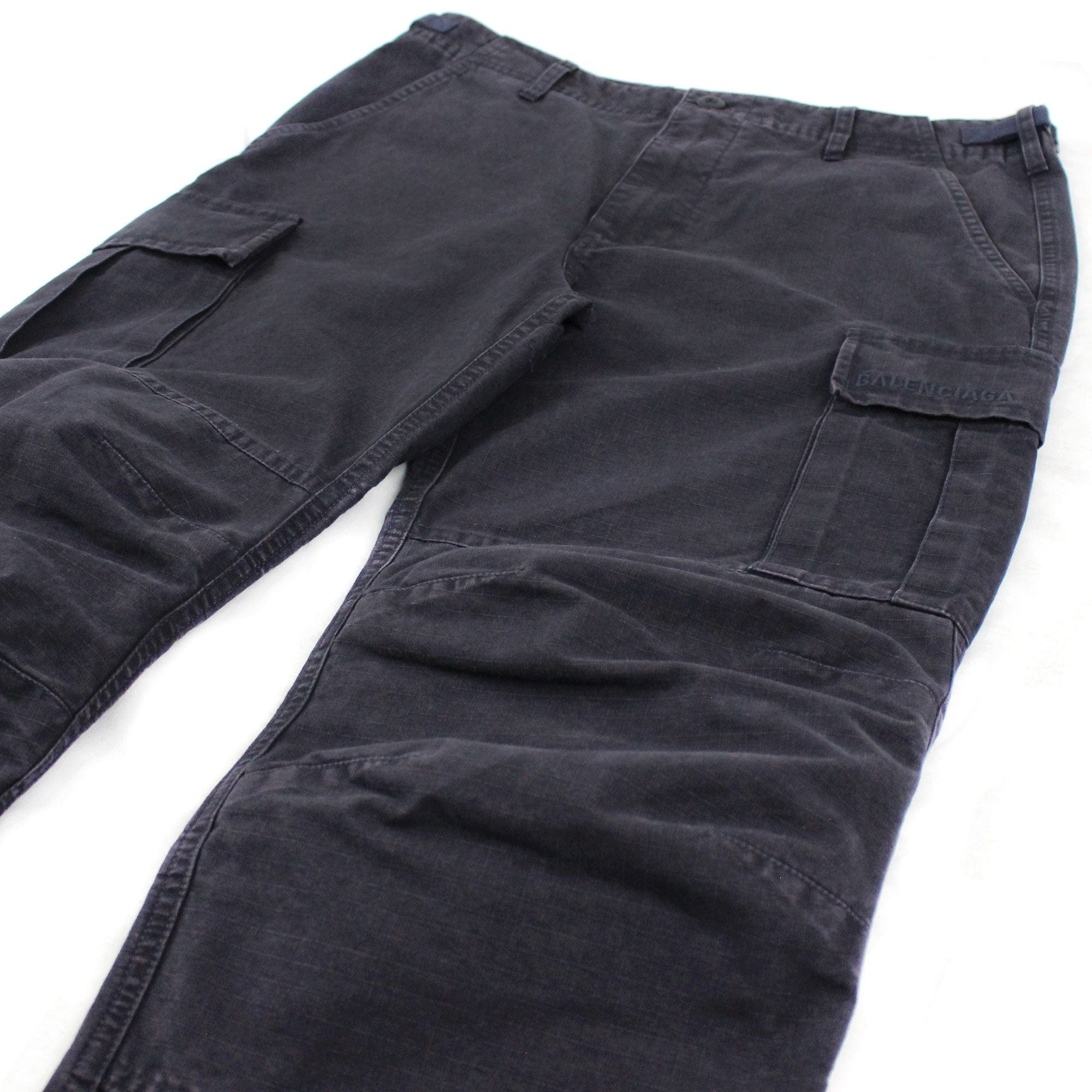 Balenciaga Embroidered Logo Cargo Pants Navy