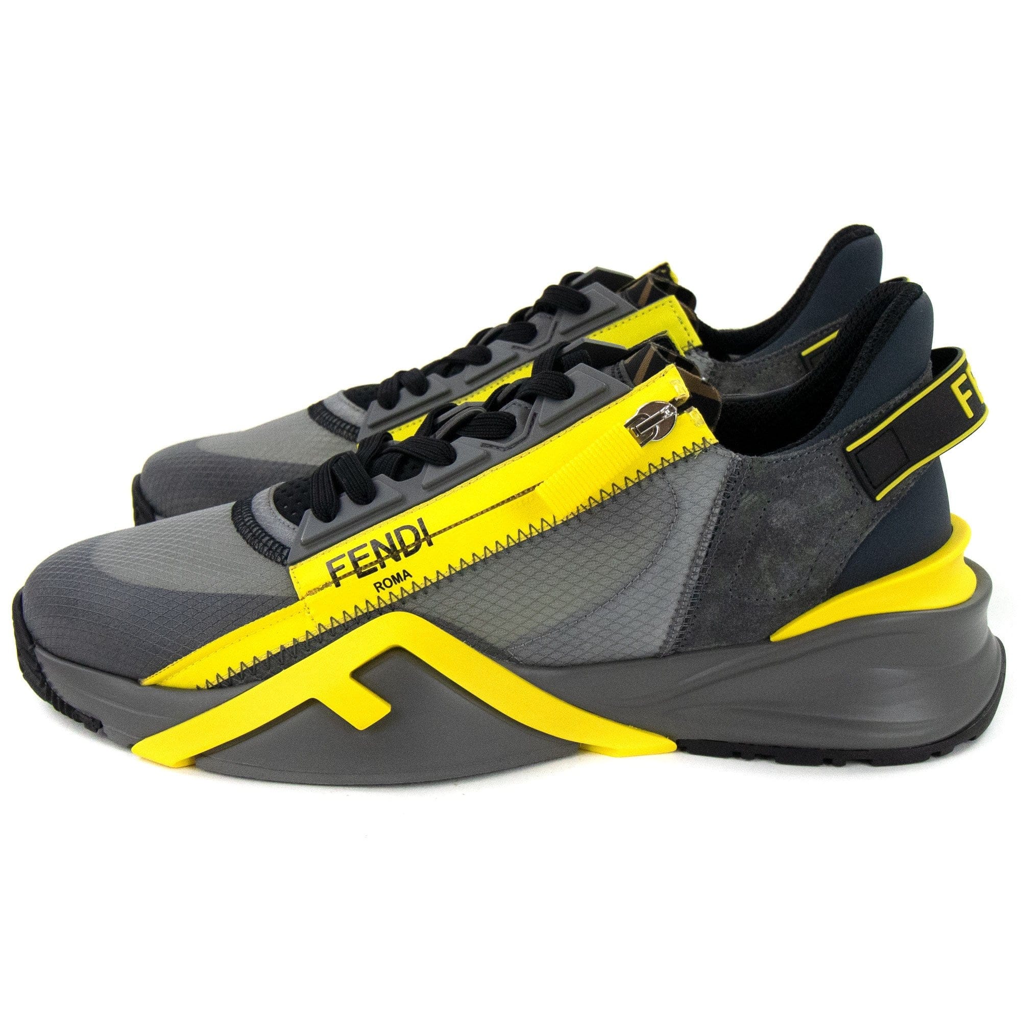 Fendi Nylon Low Tops Grey Yellow