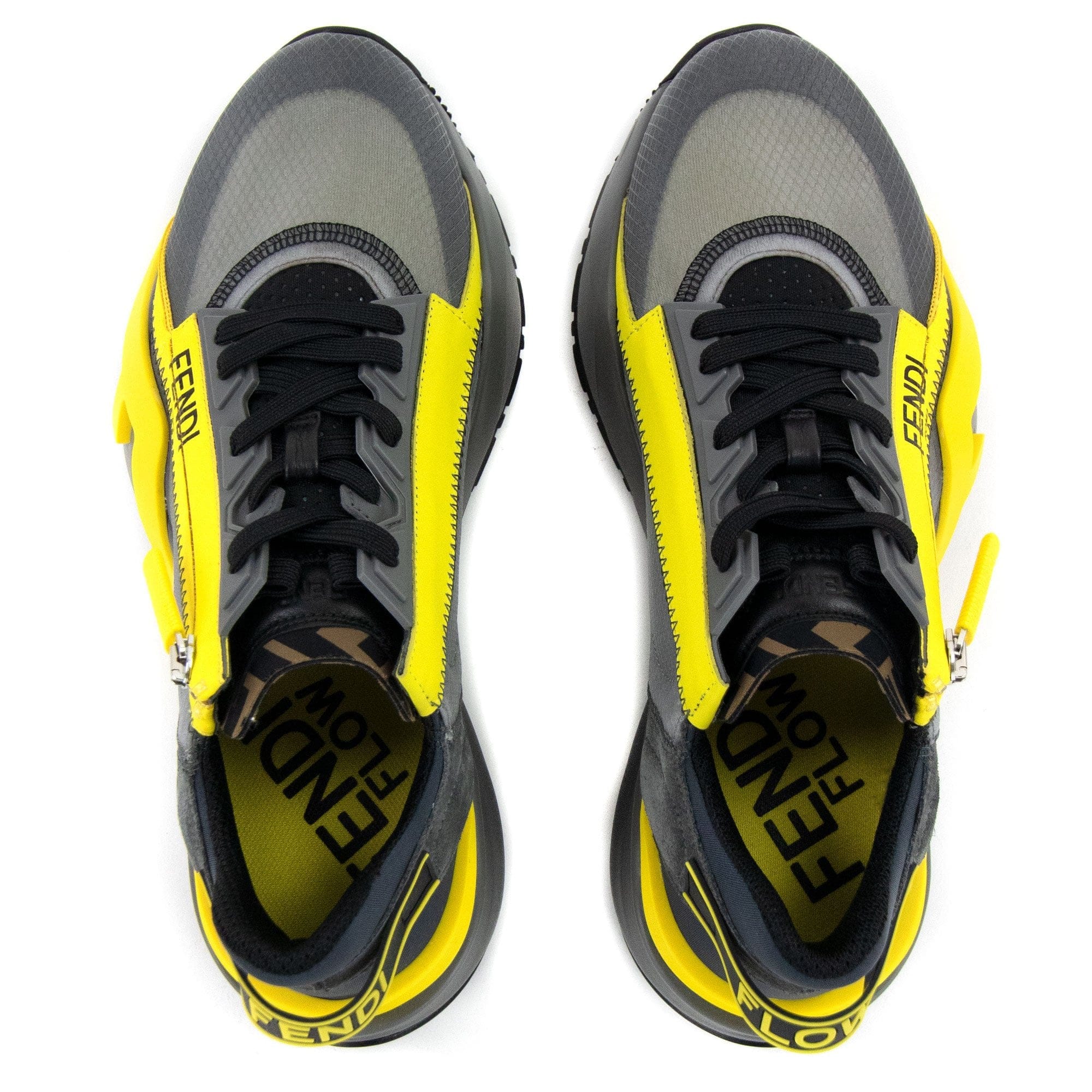 Fendi Nylon Low Tops Grey Yellow