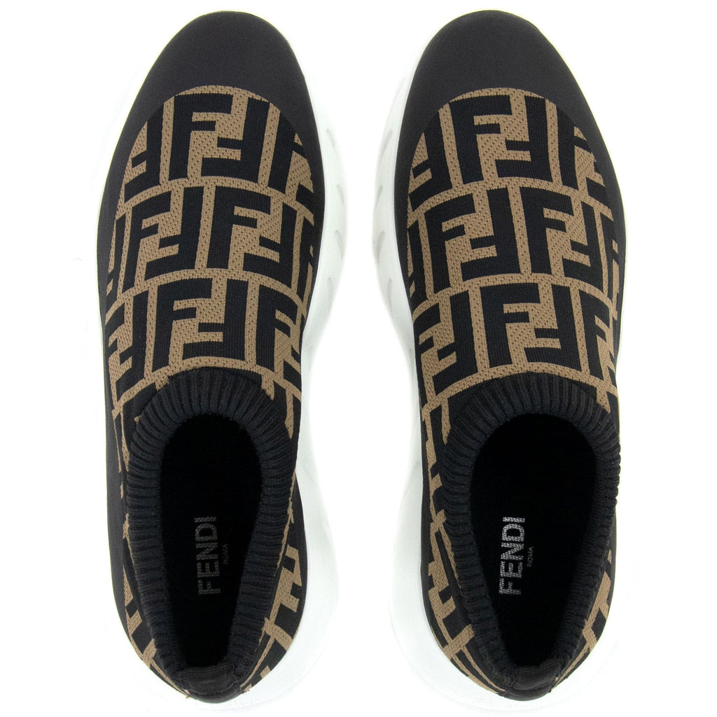 Fendi Ff Sock Low Top Trainers Tobacco/nero