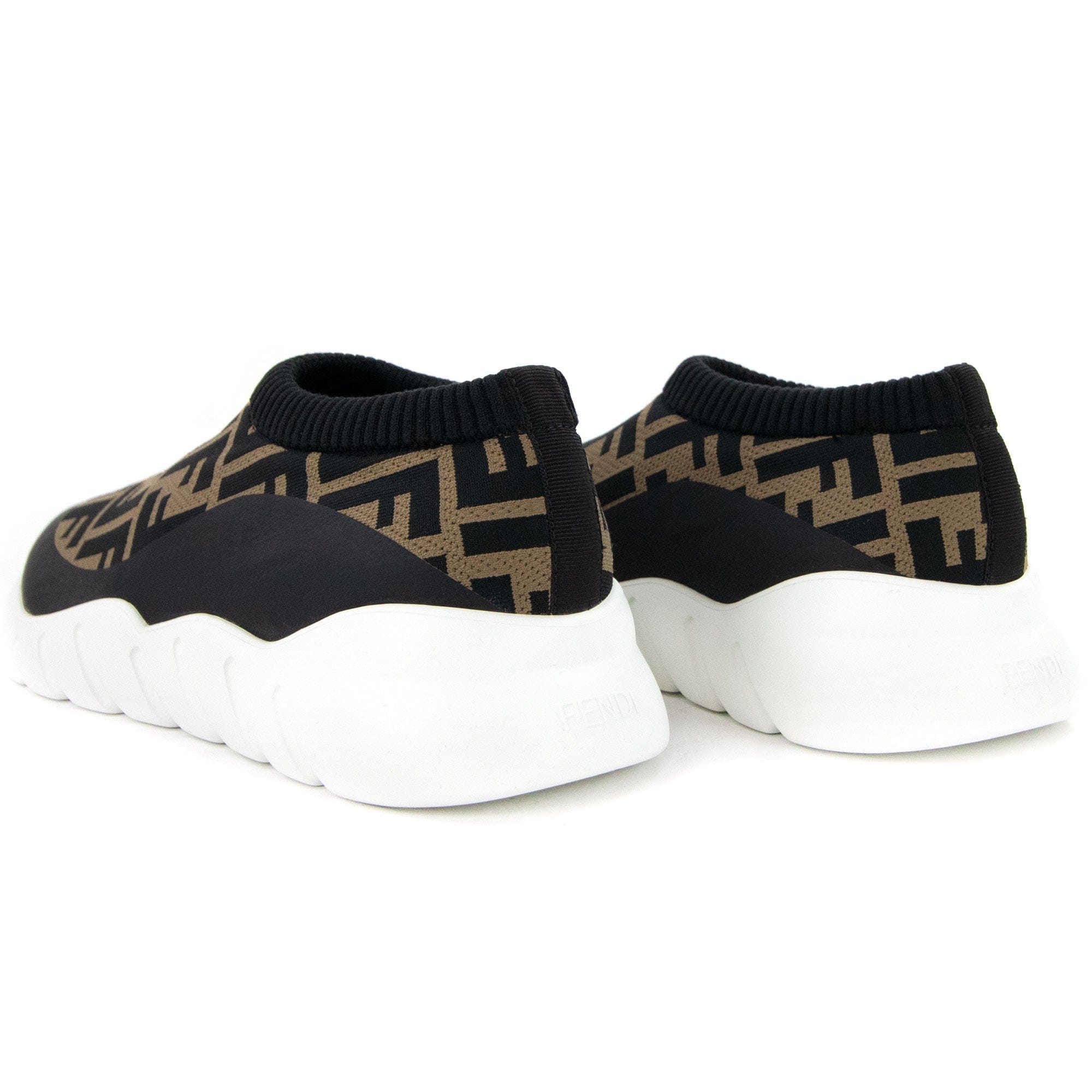 Fendi Ff Sock Low Top Trainers Tobacco/nero