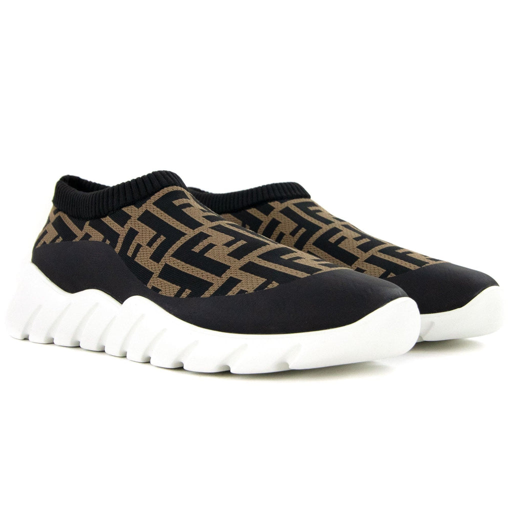 Fendi Ff Sock Low Top Trainers Tobacco/nero