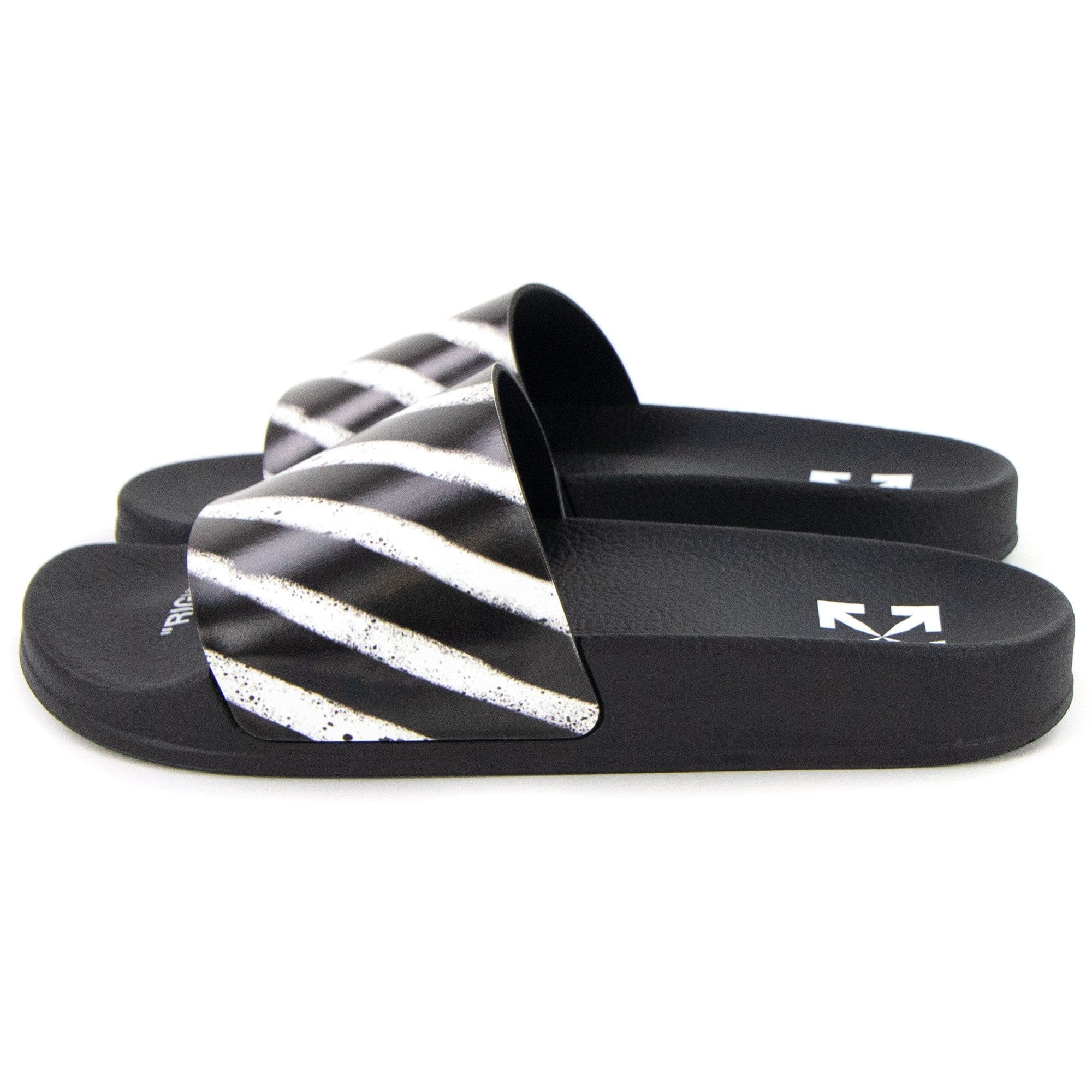 Off White Spray Stripes Sliders Black/white