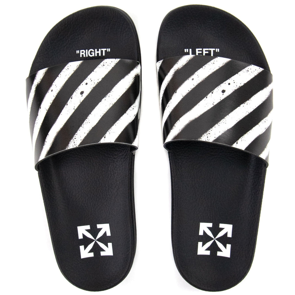 Off White Spray Stripes Sliders Black/white