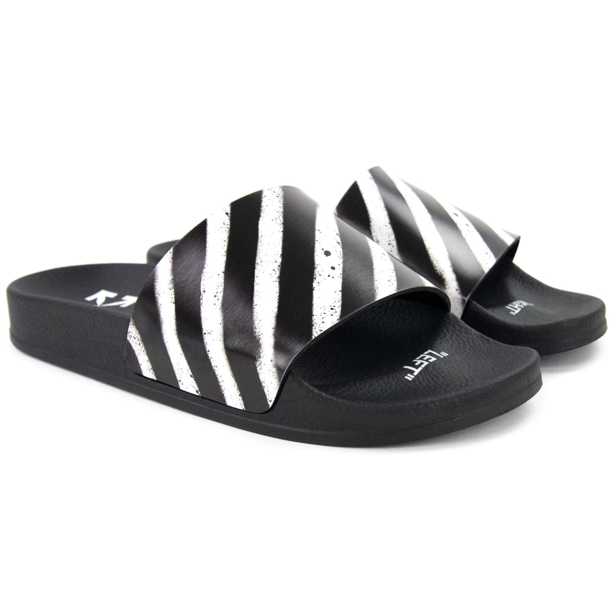 Off White Spray Stripes Sliders Black/white