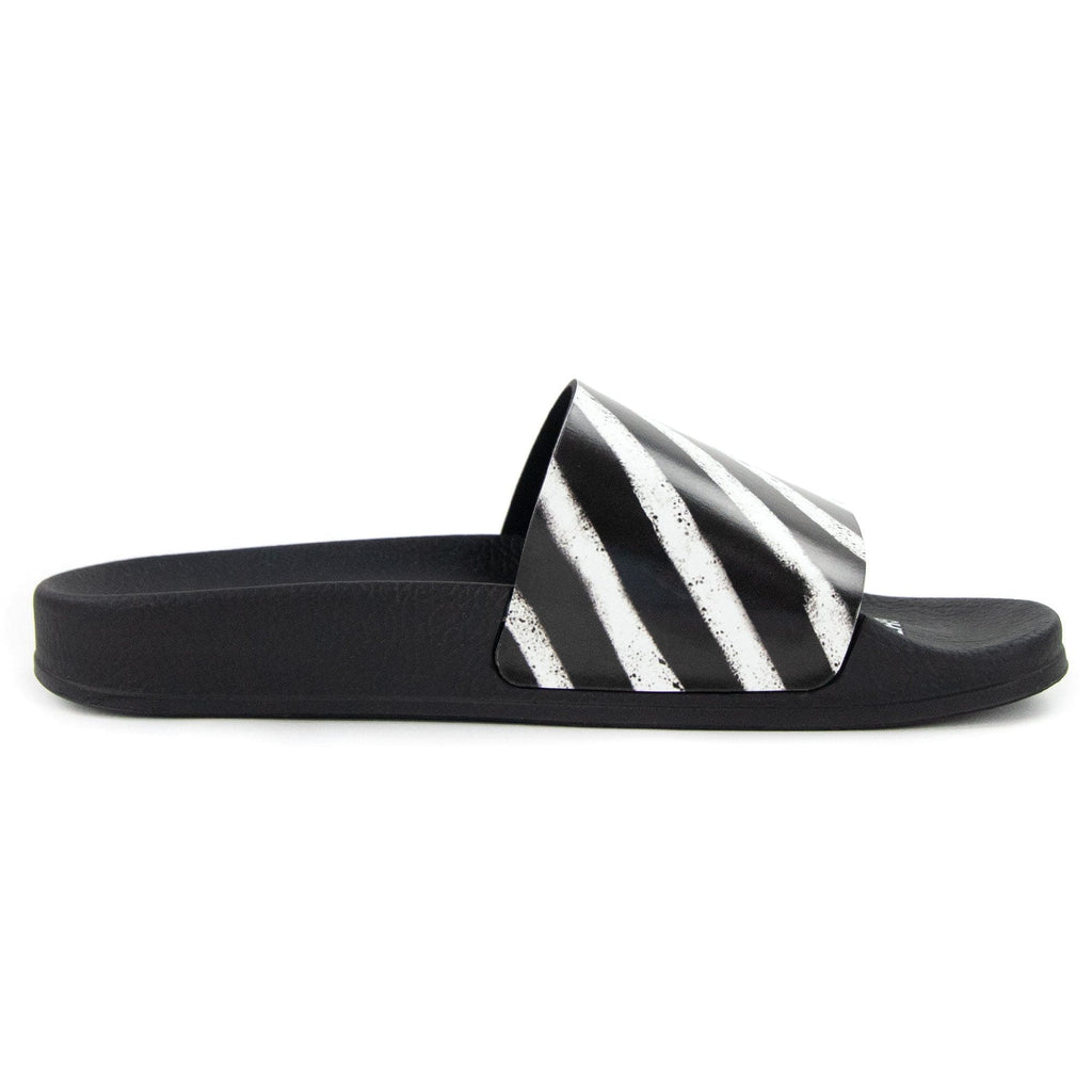 Off White Spray Stripes Sliders Black/white