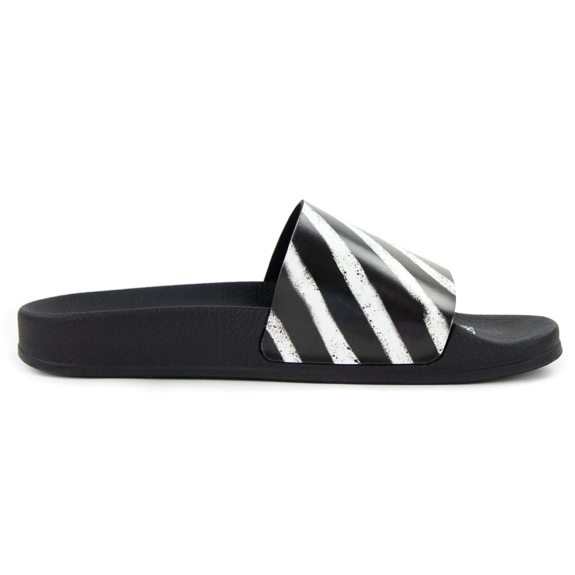 Off White Spray Stripes Sliders Black/white