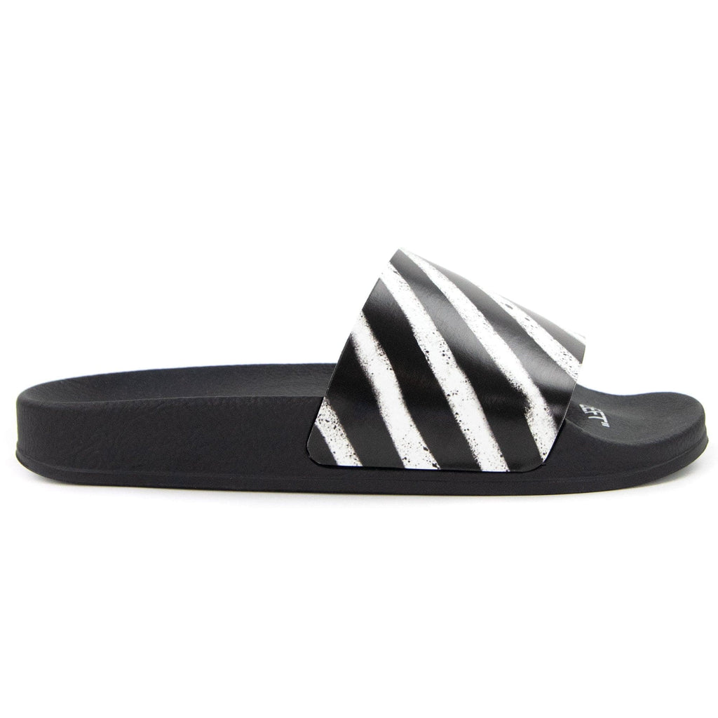 Off White Spray Stripes Sliders Black/white