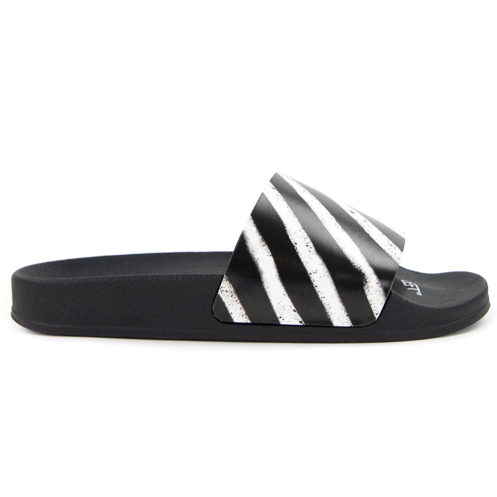 Off White Spray Stripes Sliders Black/white