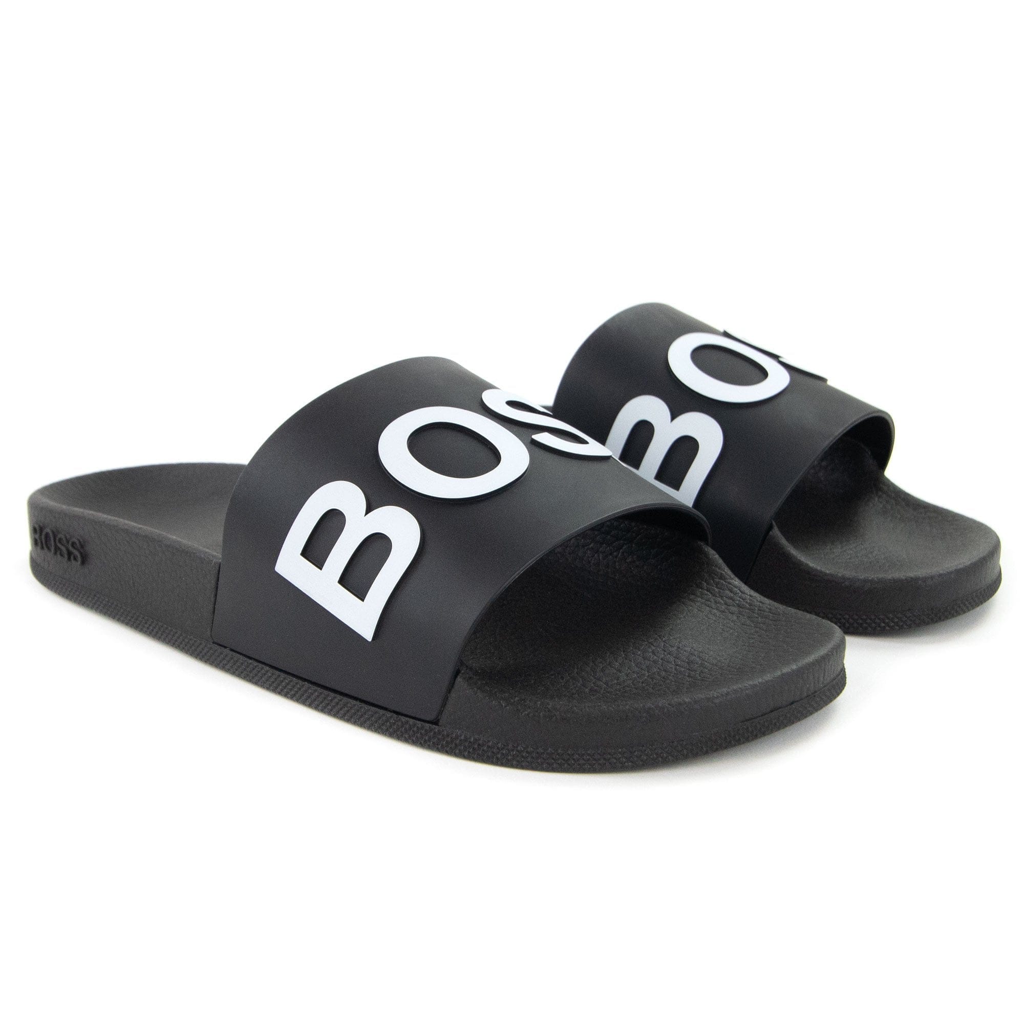 Hugo Boss Bay Logo Sliders Black 001