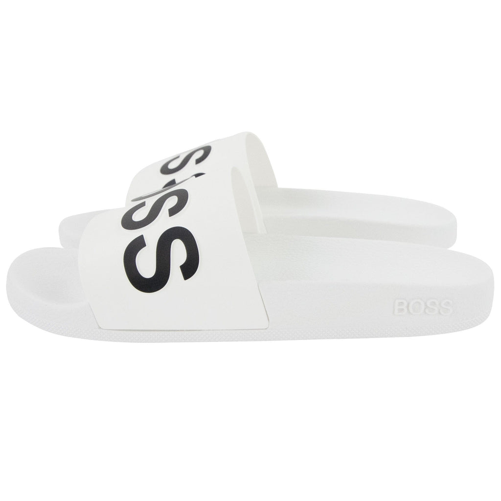 Hugo Boss Bay Logo Sliders White 100
