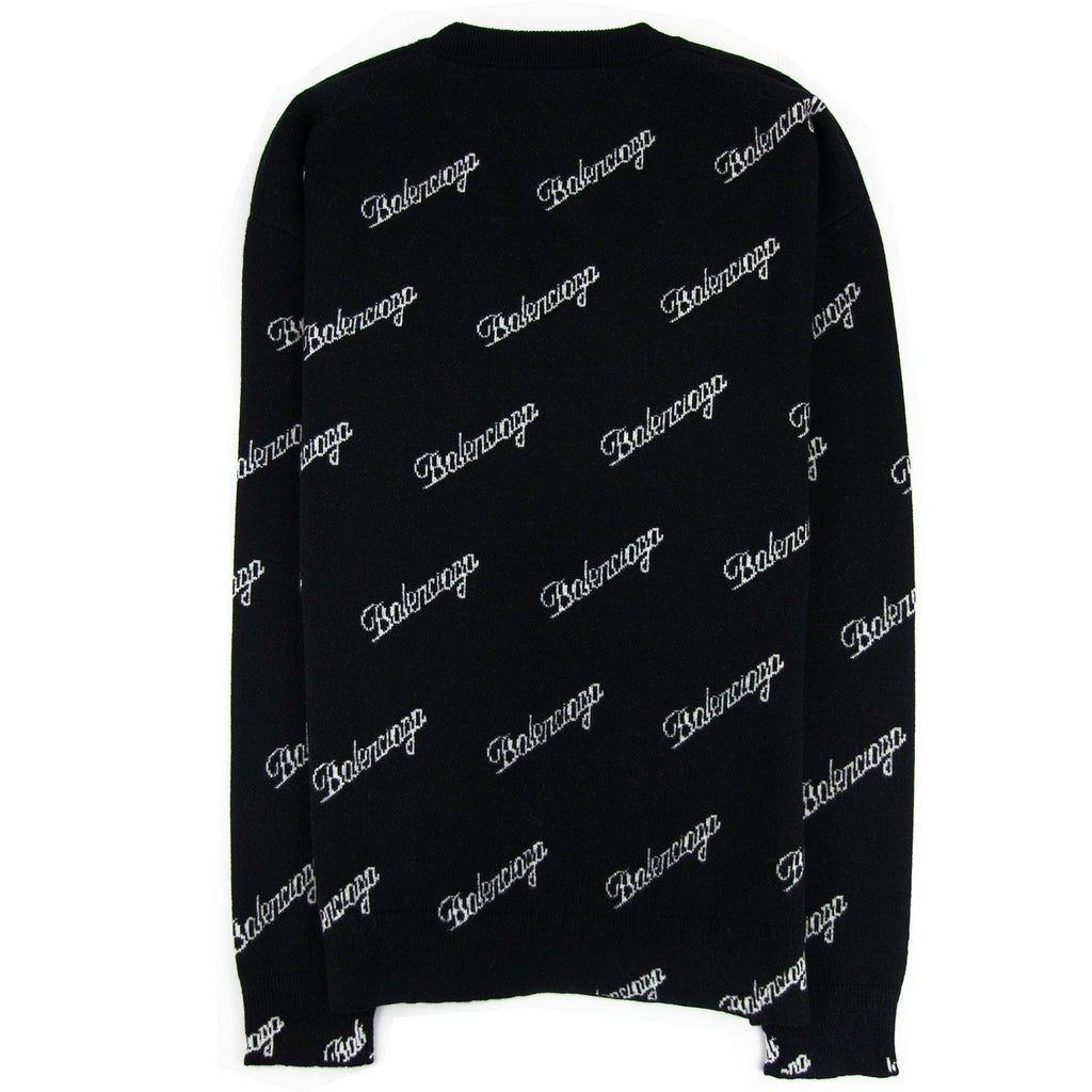 Balenciaga All Over Script Jumper Black