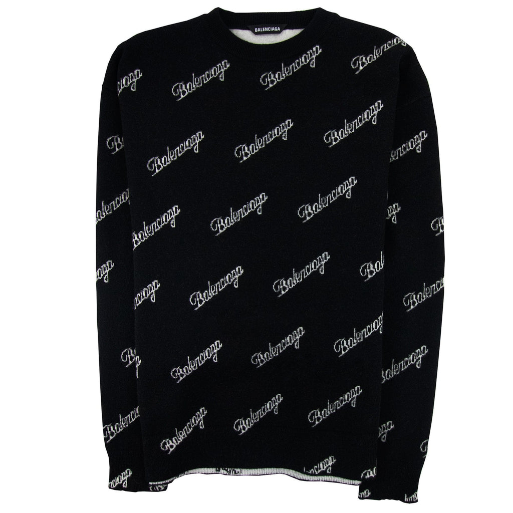 Balenciaga All Over Script Jumper Black