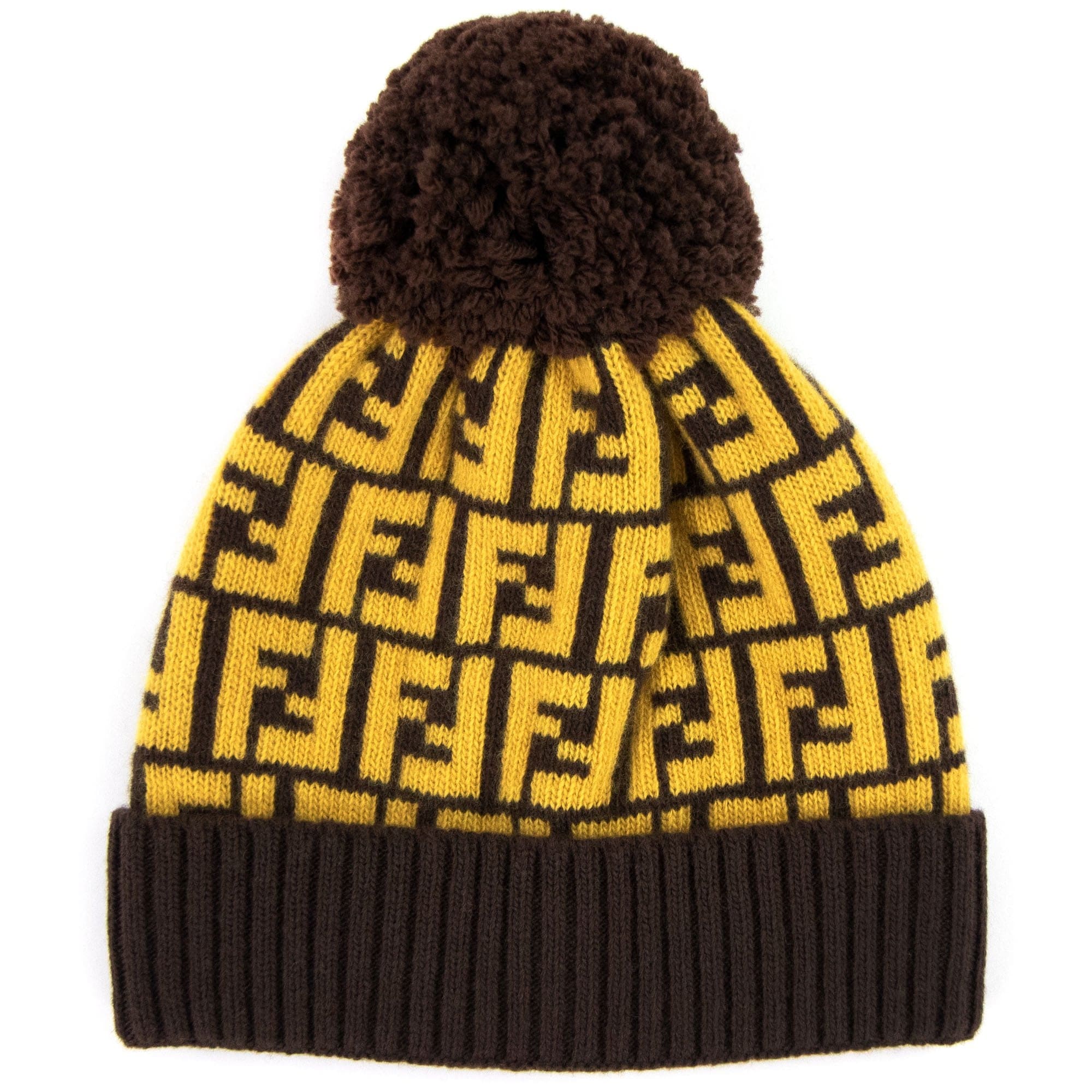 Fendi FF Logo Bobble Hat Yellow