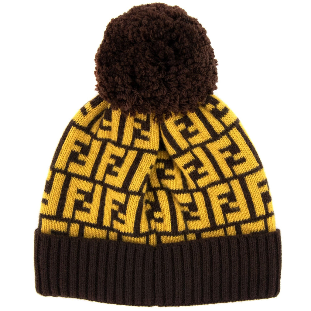 Fendi FF Logo Bobble Hat Yellow