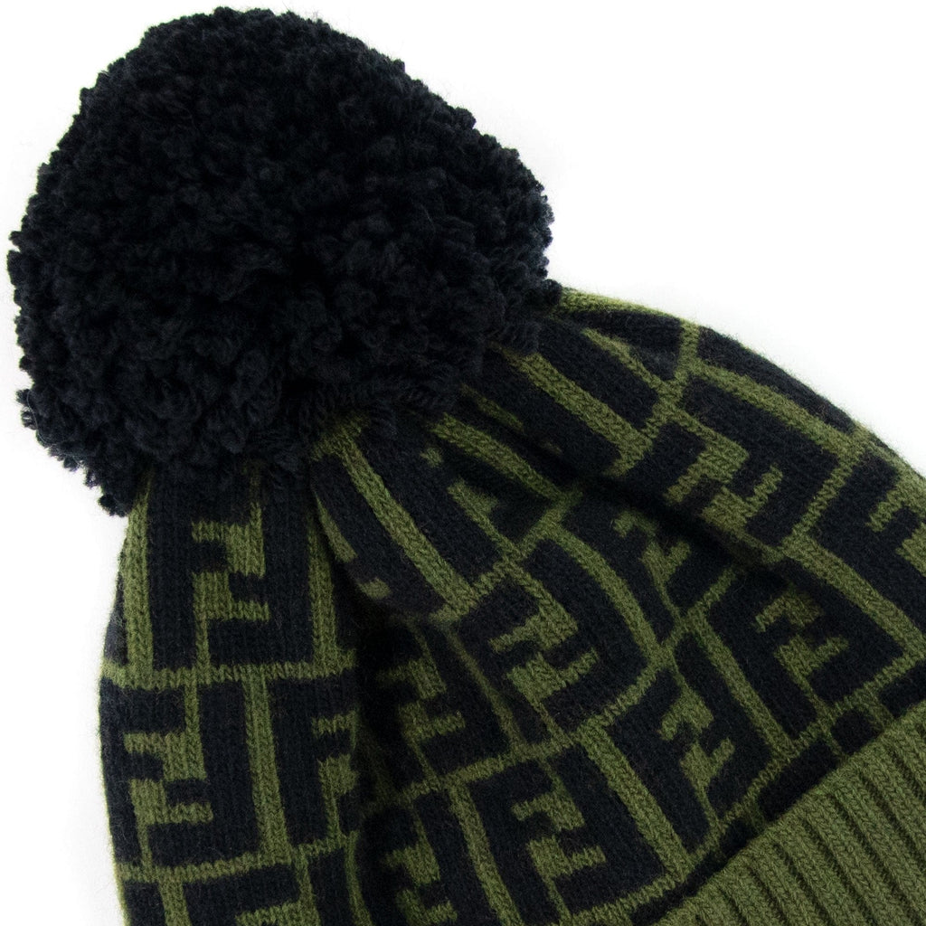 Fendi FF Logo Bobble Hat Green
