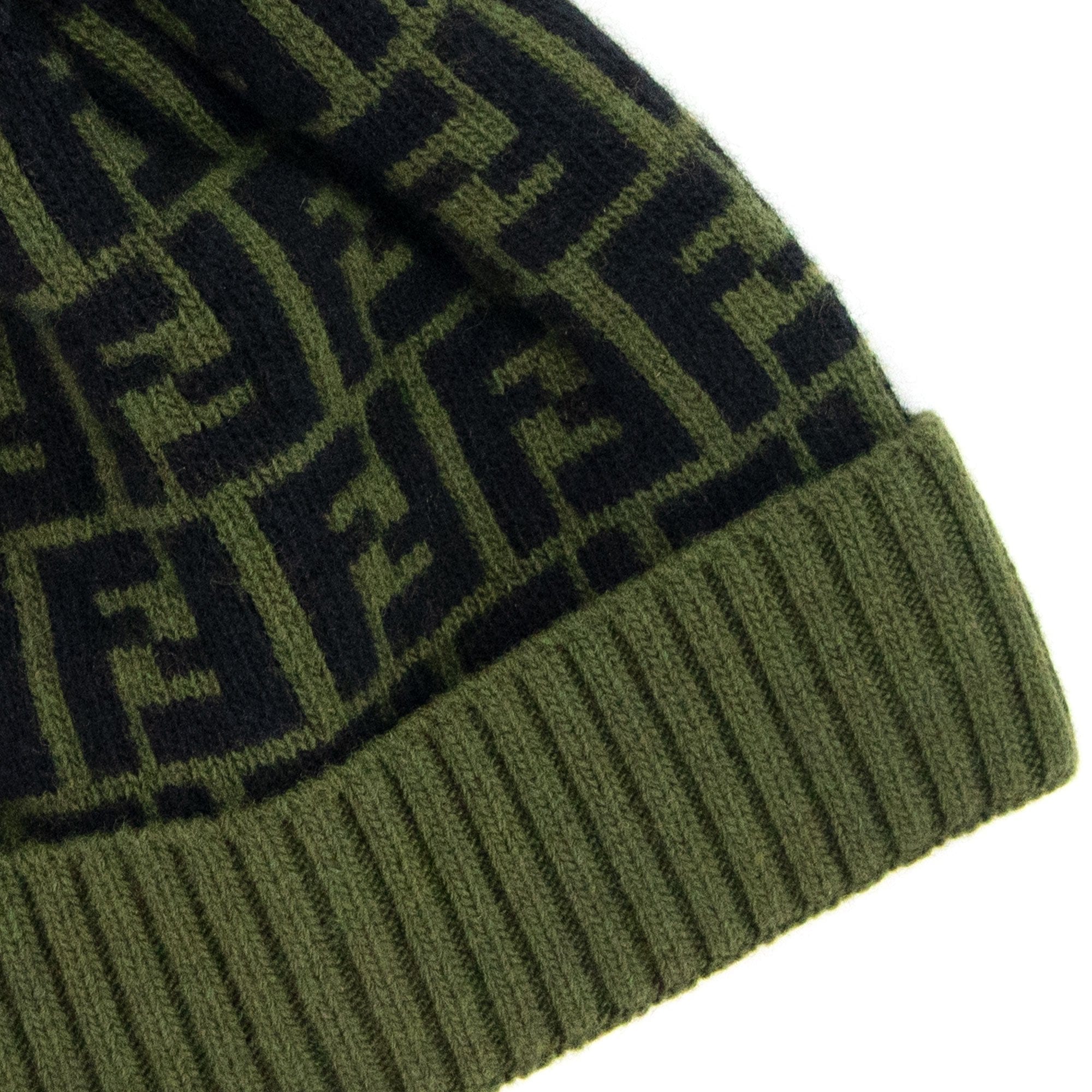 Fendi FF Logo Bobble Hat Green