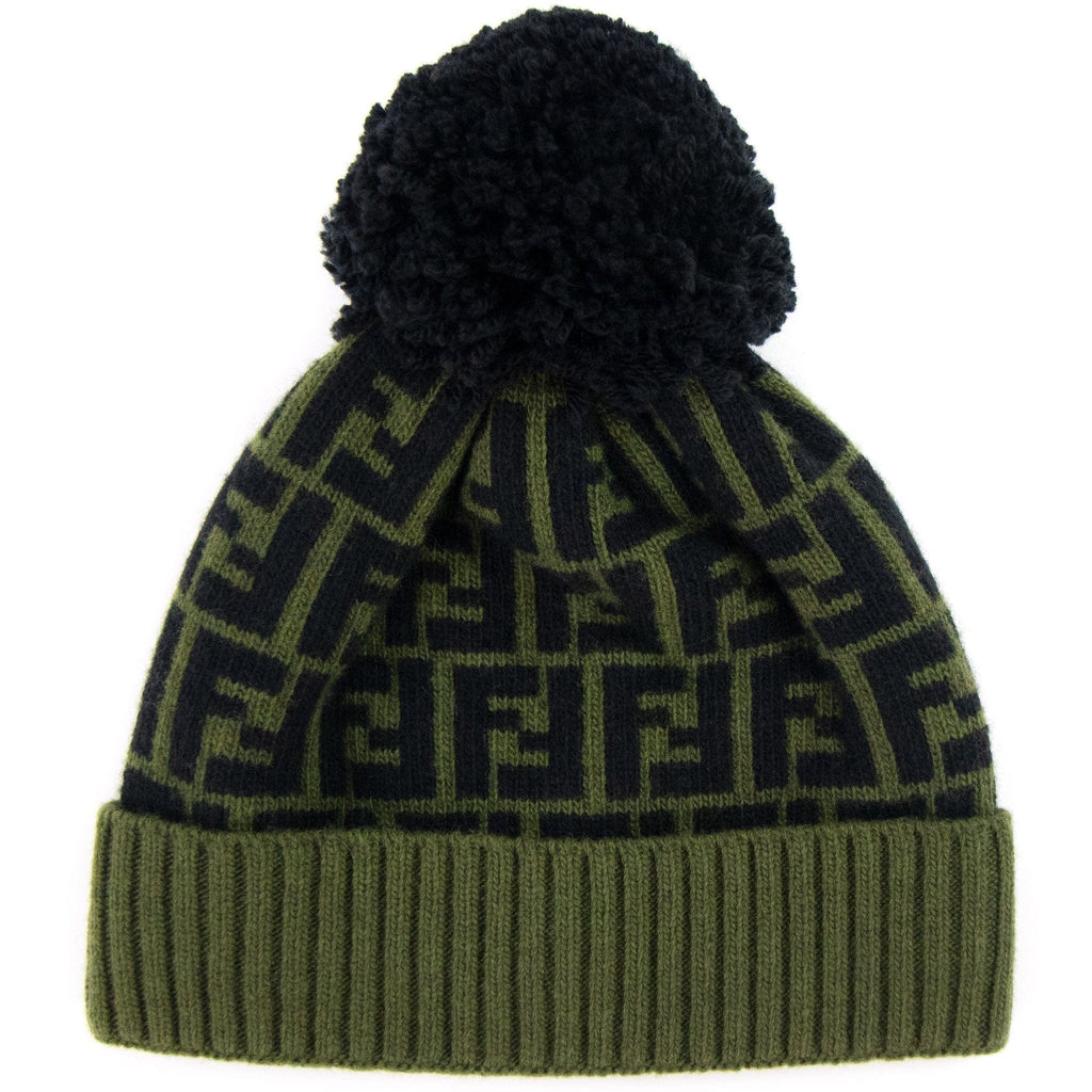 Fendi FF Logo Bobble Hat Green