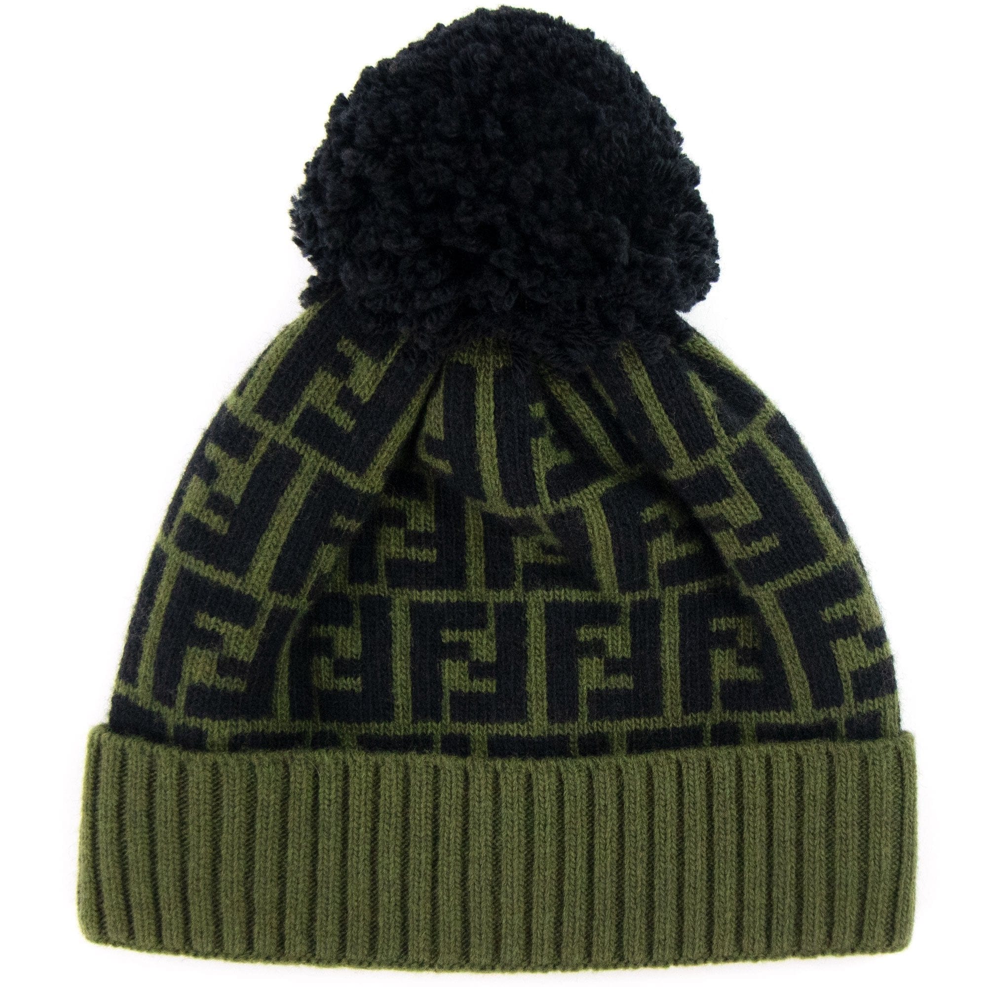 Fendi FF Logo Bobble Hat Green