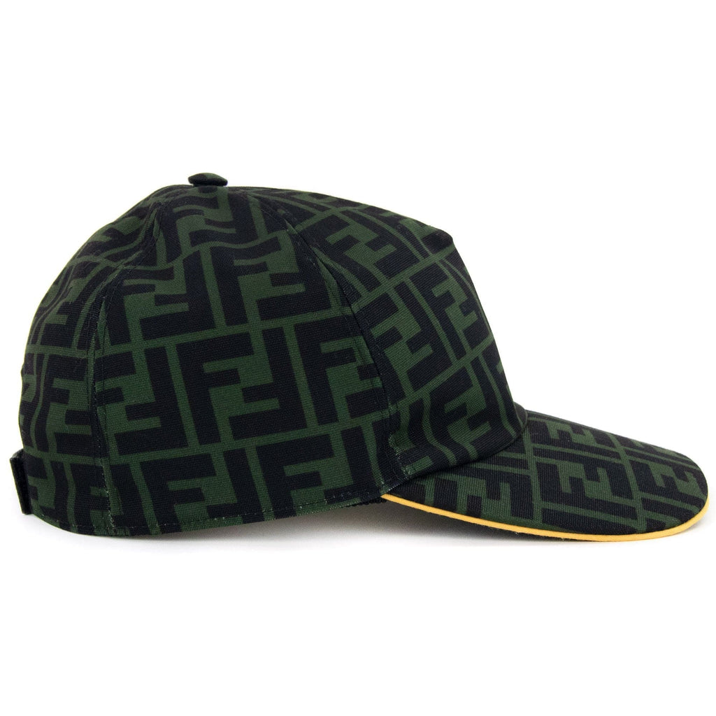 Fendi FF Print Canvas Baseball Cap Green