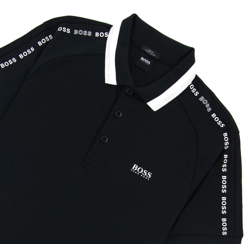 Hugo Boss Paule 2 Stripped Collar Polo Shirt Black 001