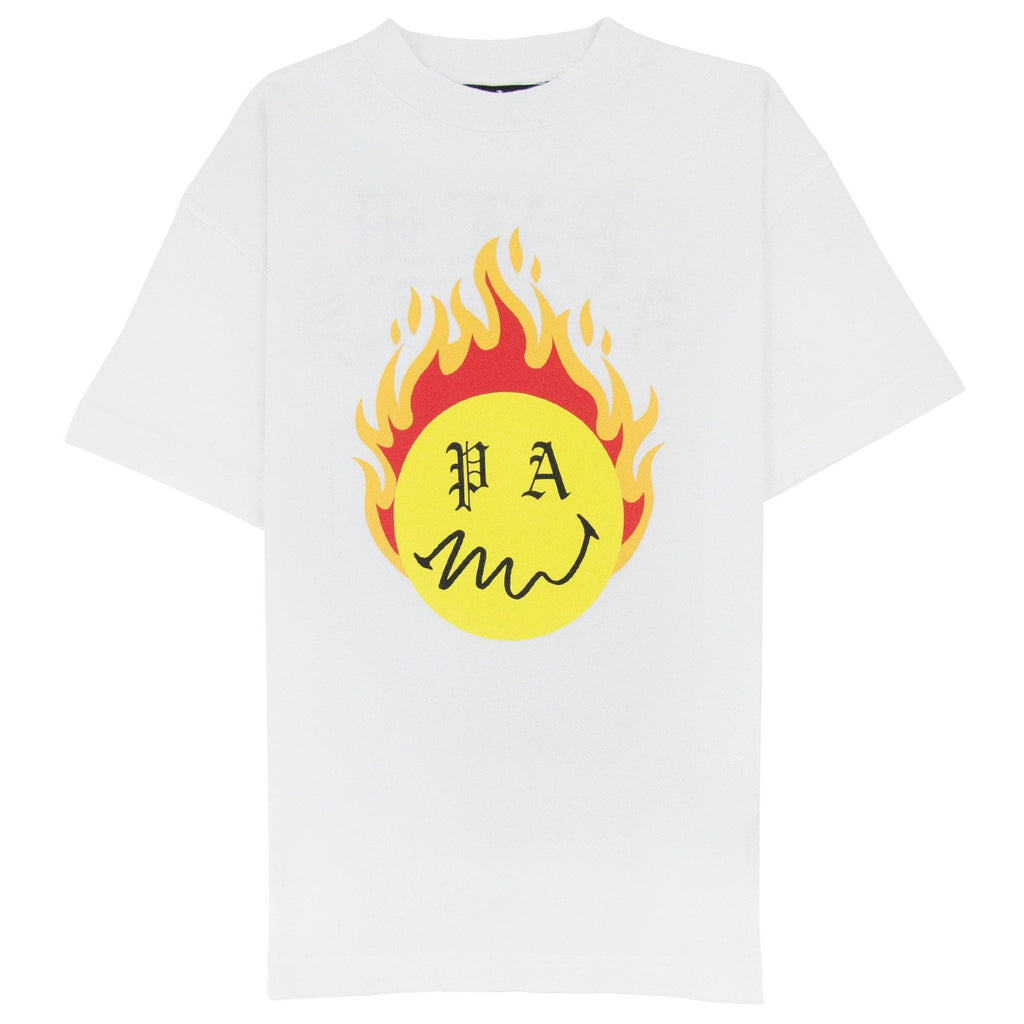 Palm Angels Burning Head T Shirt White/yellow
