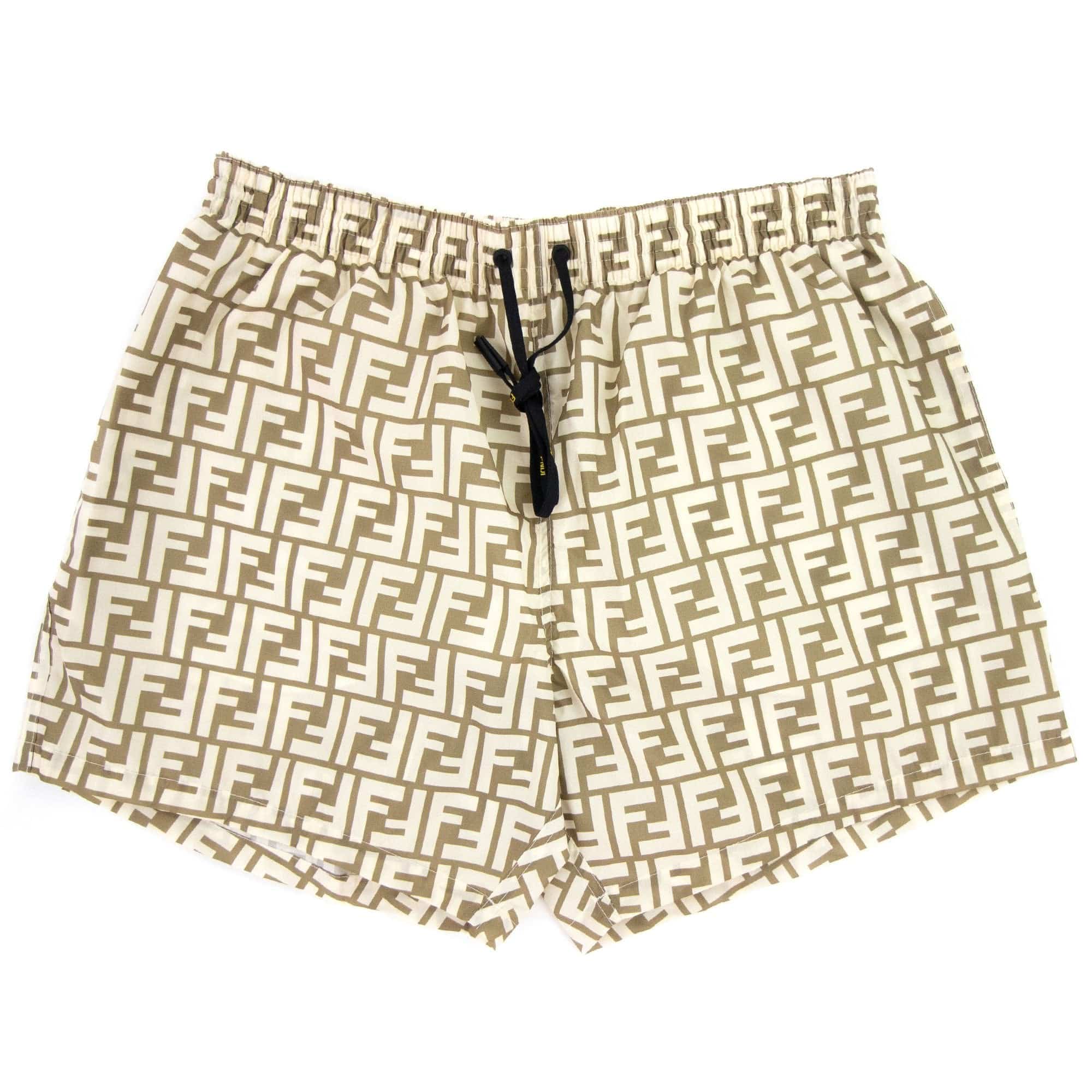 Fendi Ff Motif Swim Shorts Beige
