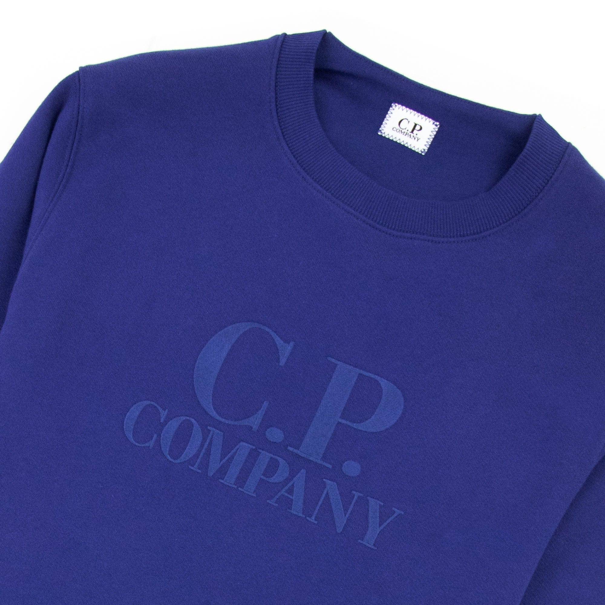 Cp Company Light Fleece Mixed Garment Dyed Logo Sweatshirt Blue 878