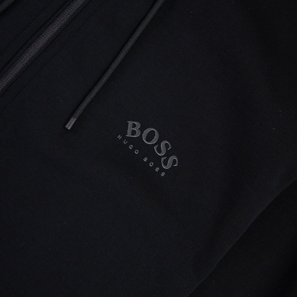 Hugo Boss Saggy Curved Logo Zip Up Sweatshirt Black 001