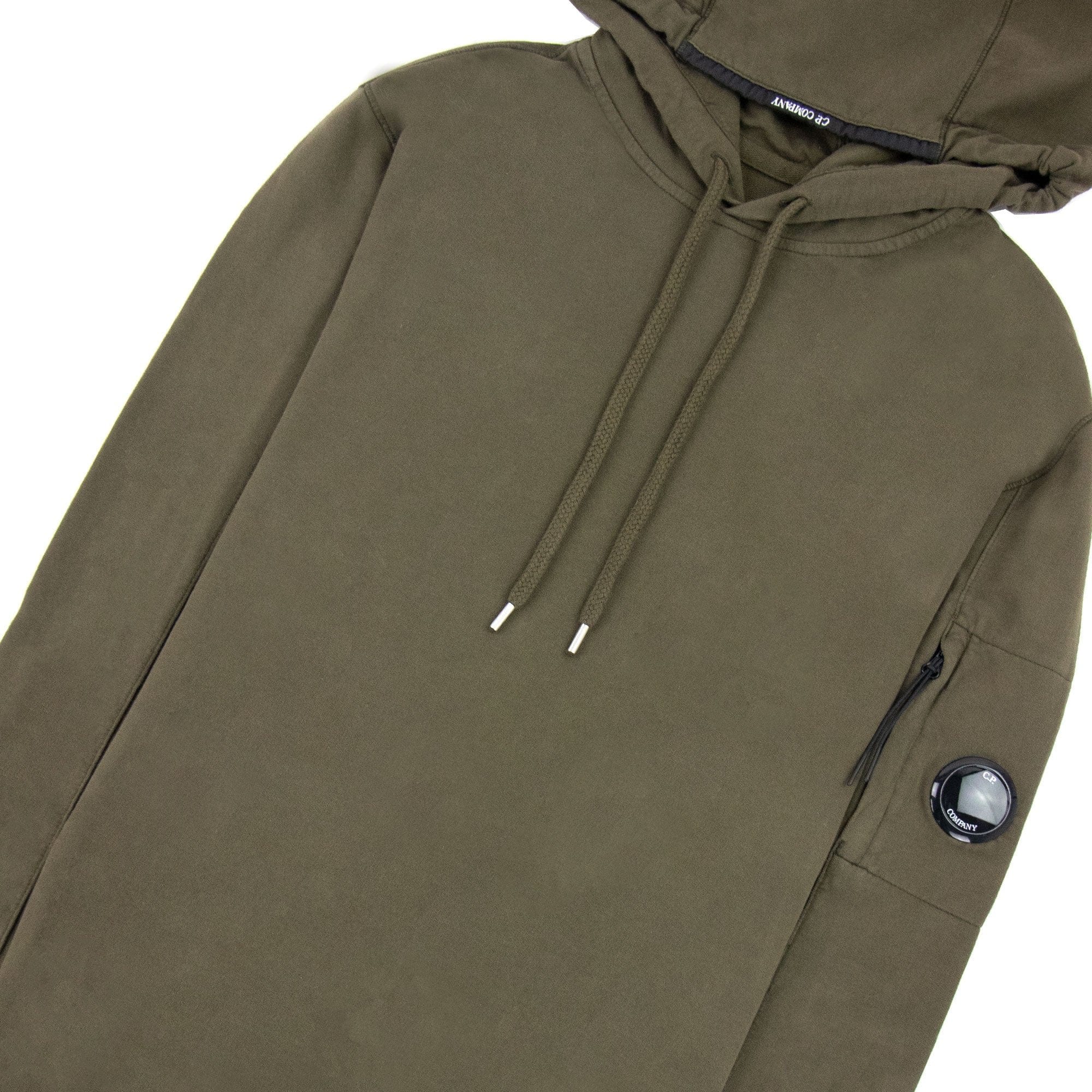 CP Company Diagonal Raised Fleece Garment Dyed Lens Hoodie Khaki 683