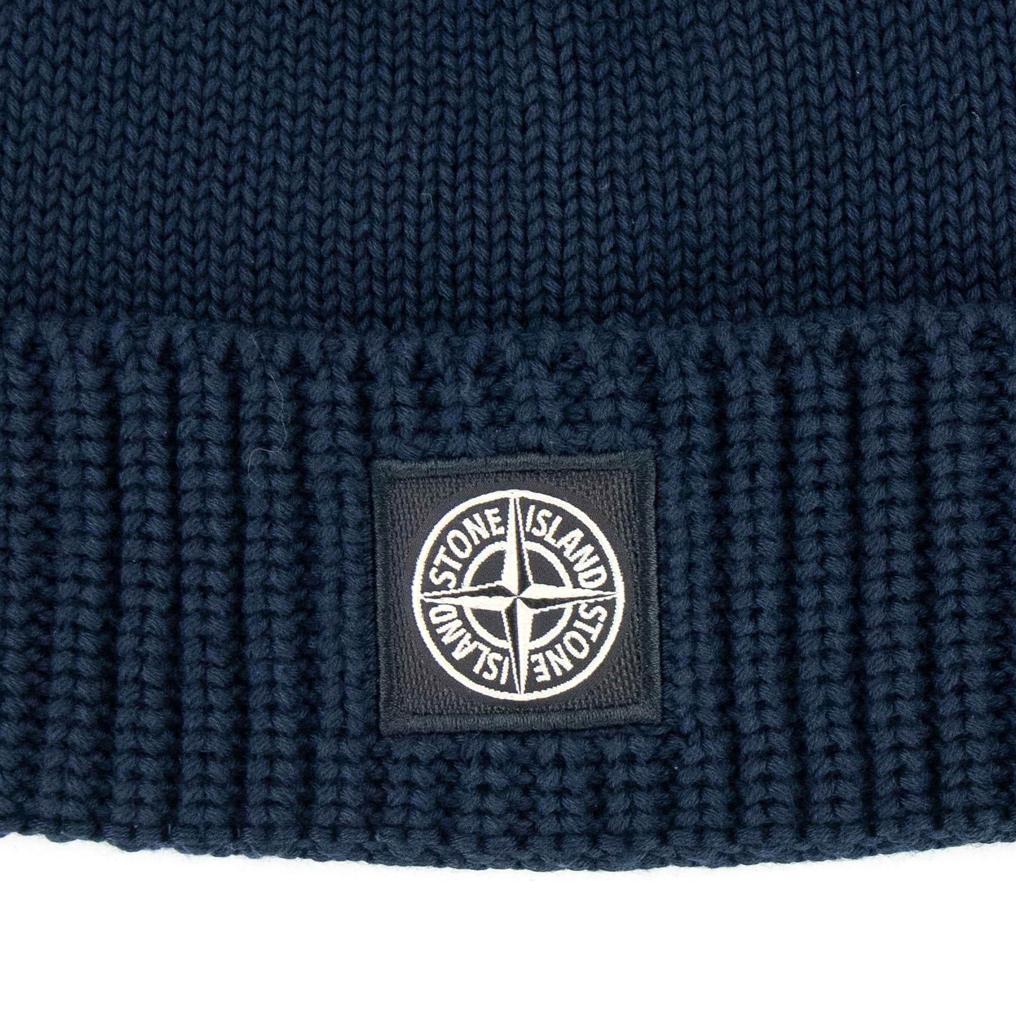 Stone Island Junior N01a7 Knit Patch Logo Beanie Navy V0020