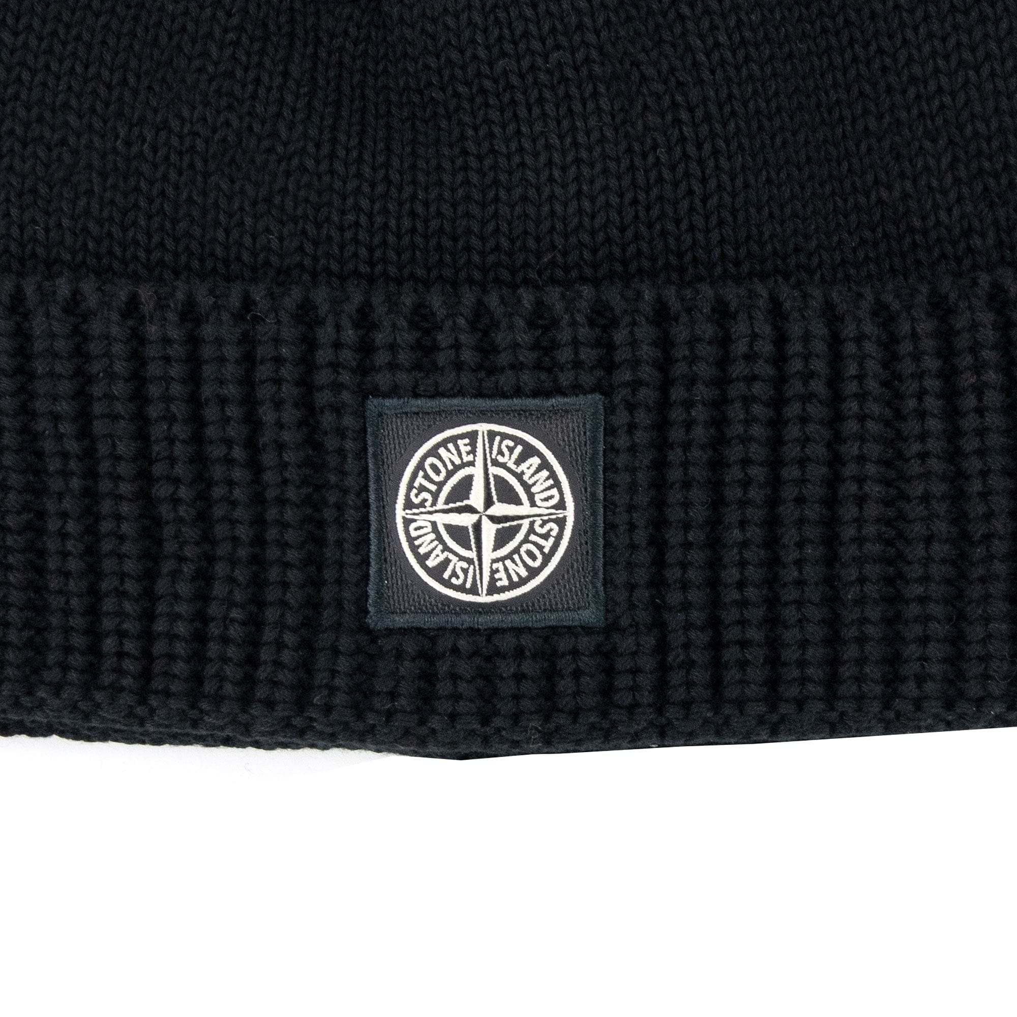Stone Island Junior N01a7 Knit Patch Logo Beanie Black V0029