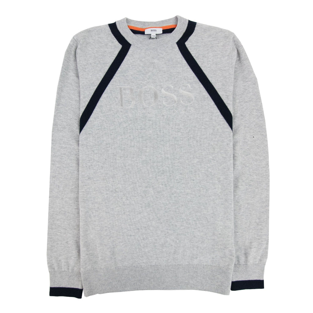 Hugo Boss Kids Embroidered Logo Knitted Sweatshirt Grey
