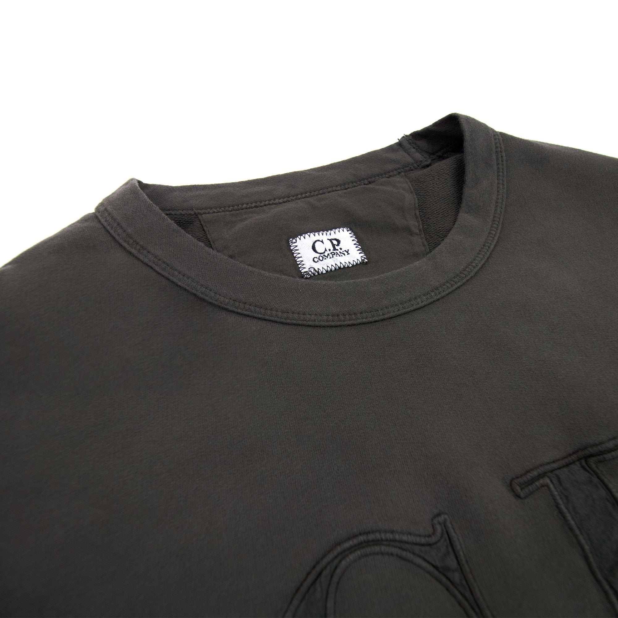CP Company Light Fleece Mixed Garment Dyed Logo Sweatshirt Khaki 683