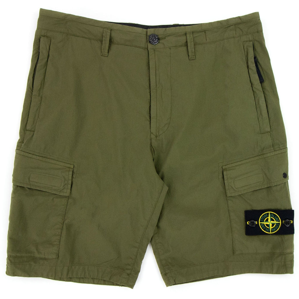 Stone Island Stretch Cotton Tela Cargo Shorts Khaki V0058