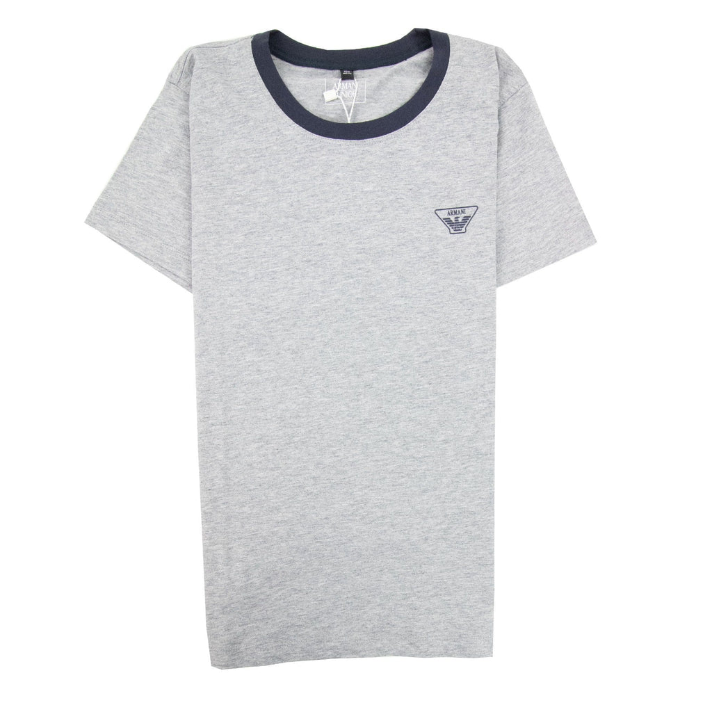 Armani Junior Rubber Logo S/s Crew T Shirt Melange Grigio