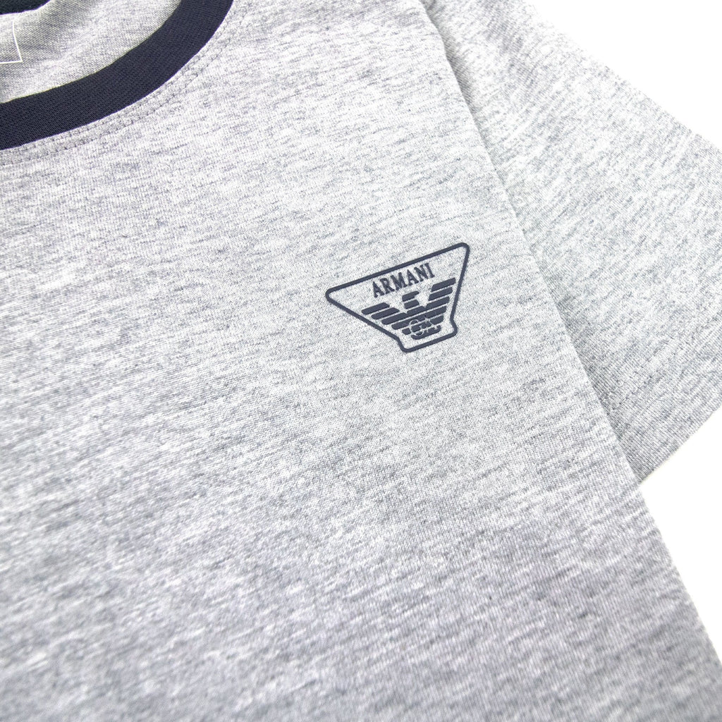 Armani Junior Rubber Logo S/s Crew T Shirt Melange Grigio