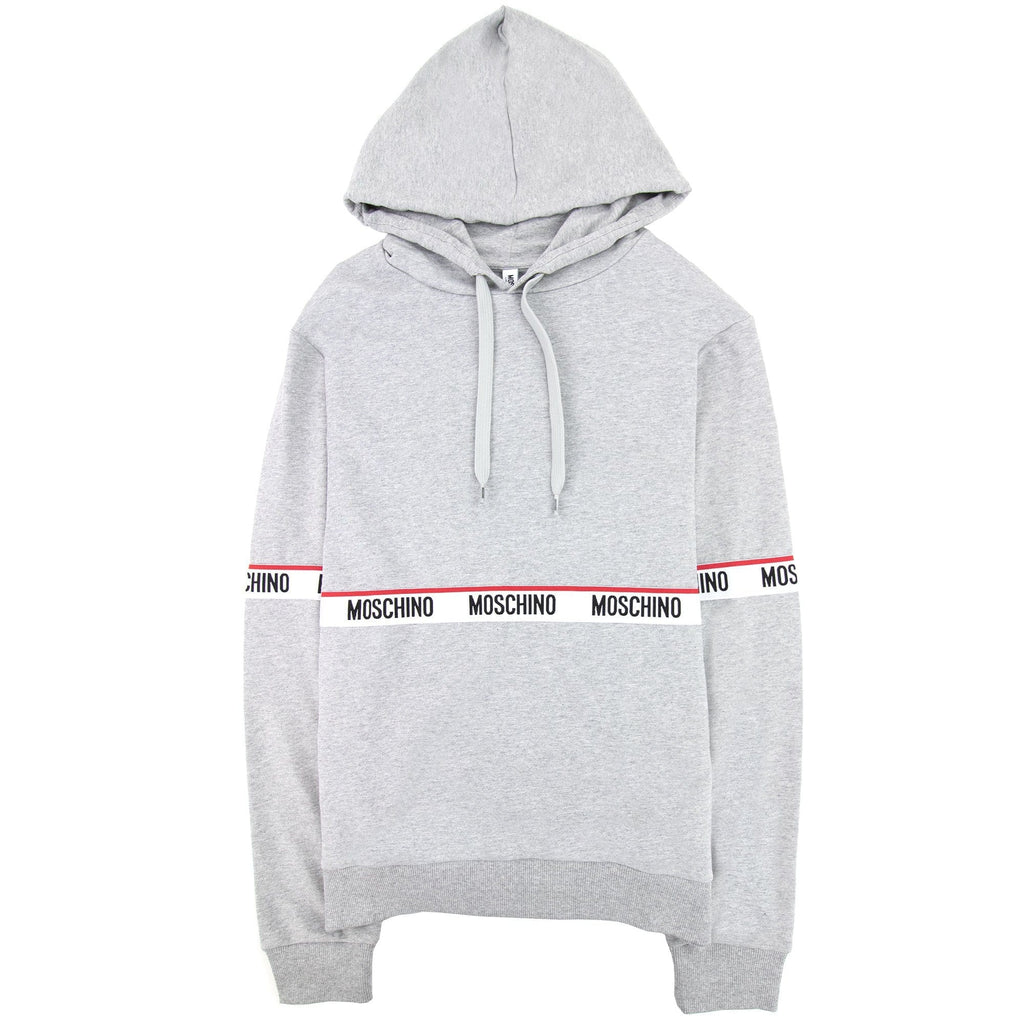 Moschino Underwear Tape Logo Lounge Hooded Sweatshirt Grey 0489