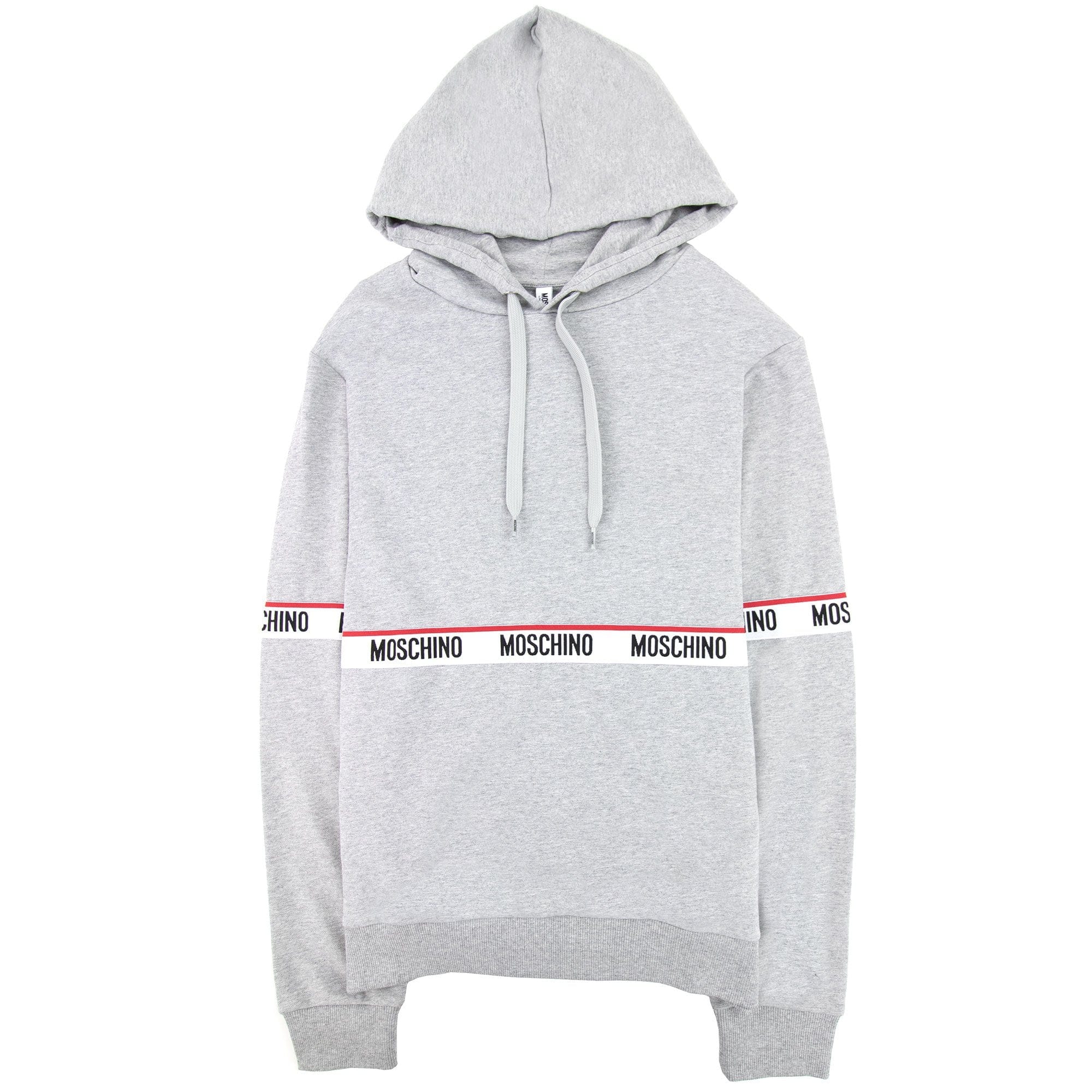 Moschino Underwear Tape Logo Lounge Hooded Sweatshirt Grey 0489