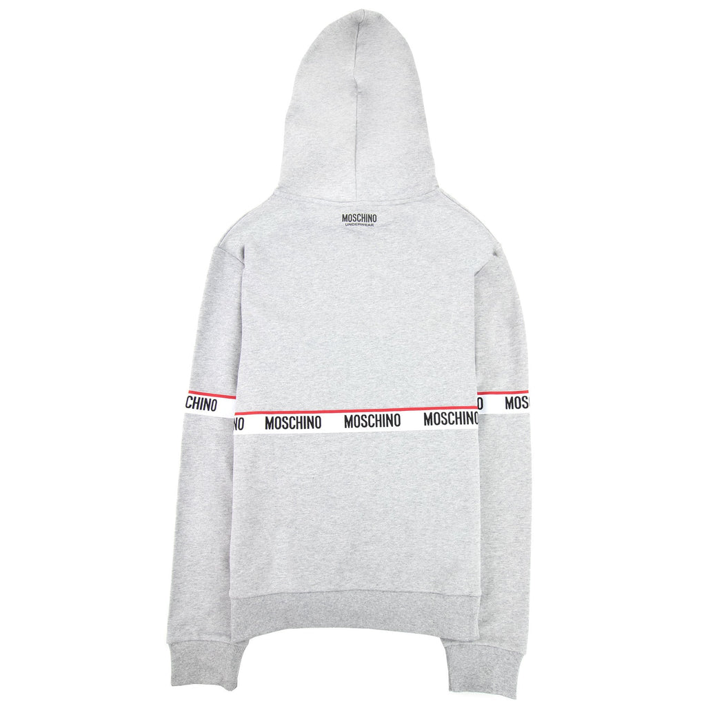 Moschino Underwear Tape Logo Lounge Hooded Sweatshirt Grey 0489