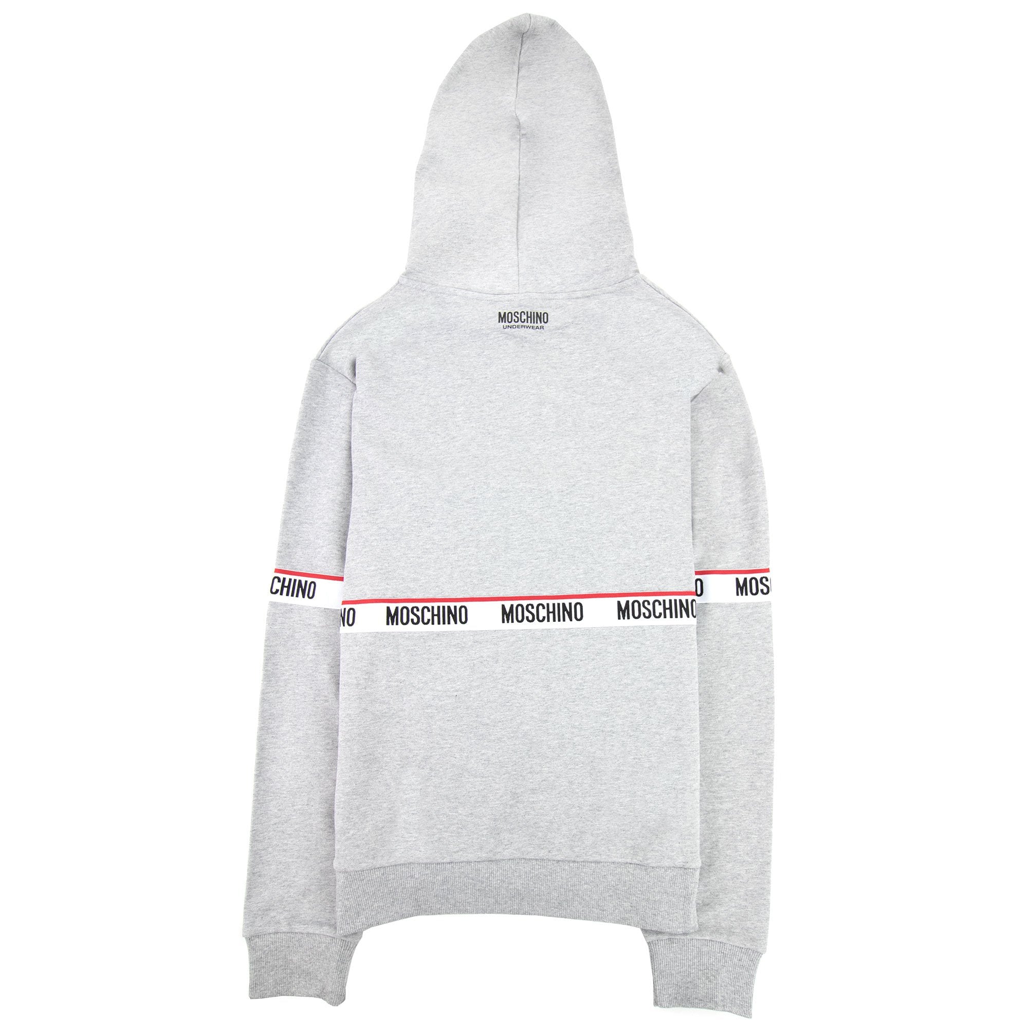 Moschino Underwear Tape Logo Lounge Hooded Sweatshirt Grey 0489