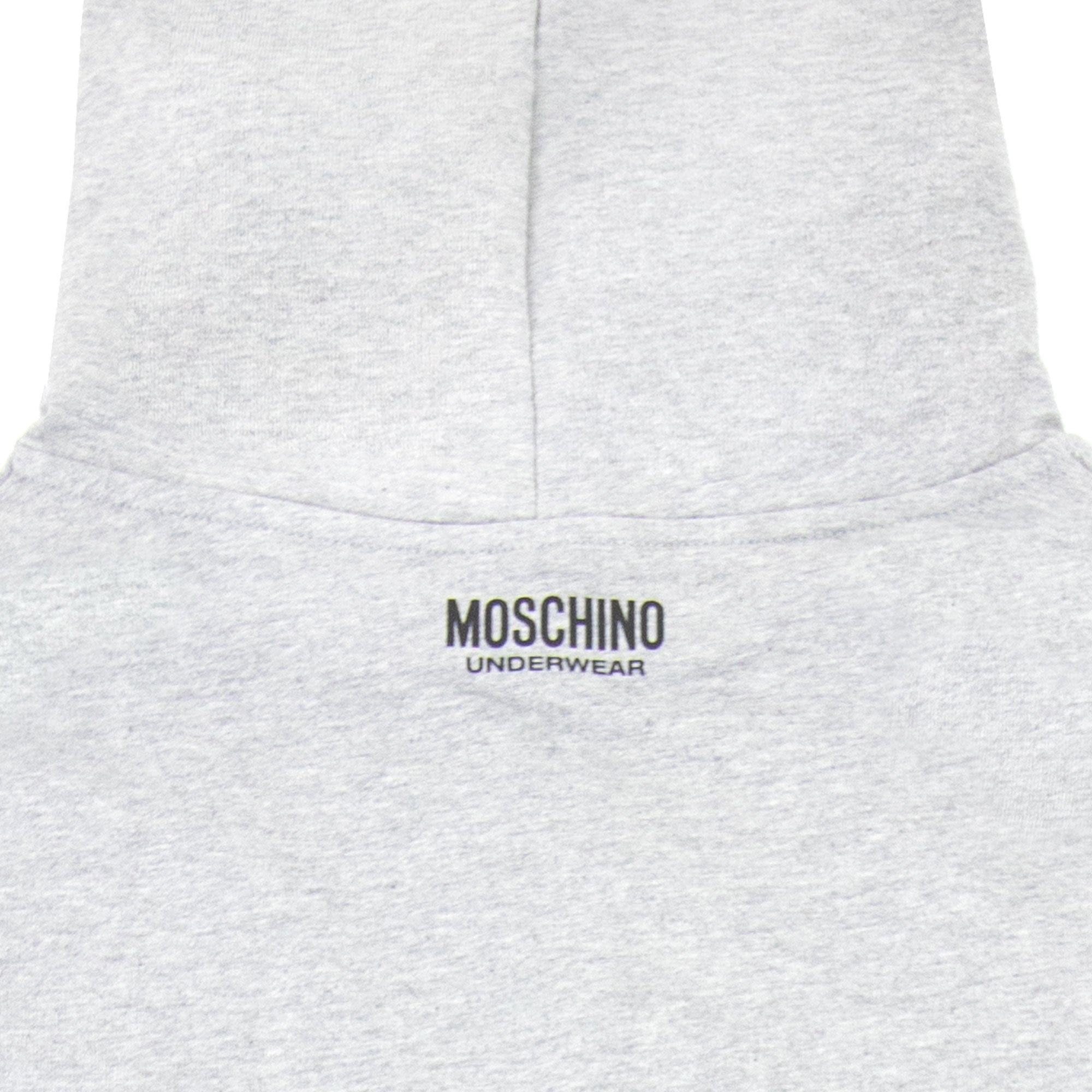 Moschino Underwear Tape Logo Lounge Hooded Sweatshirt Grey 0489