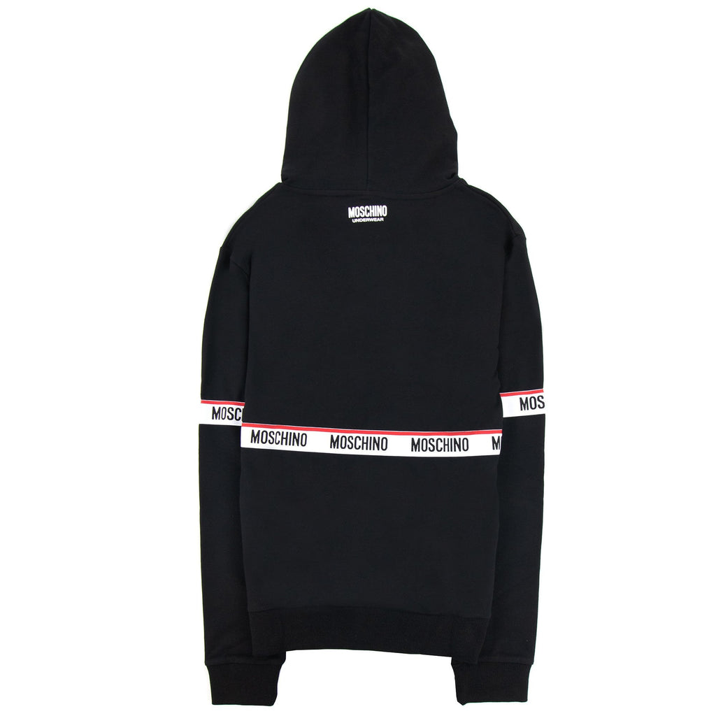 Moschino Underwear Tape Logo Lounge Hooded Sweatshirt Black 0555